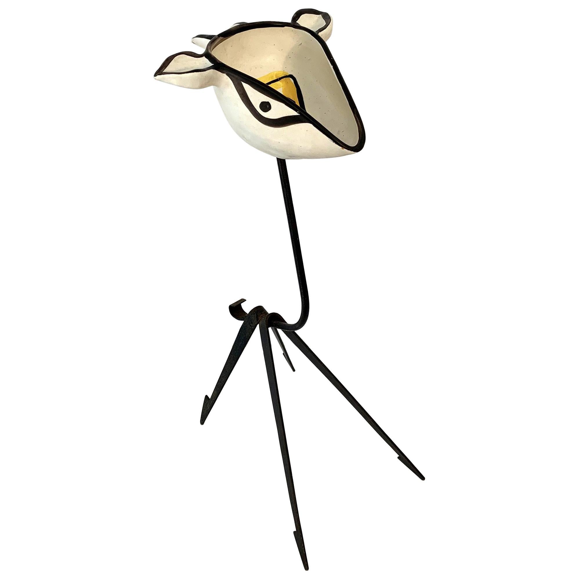 Ceramic Sculpture or Ashtray in the Shape of a Goat
s Head by Roger Capron