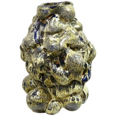 donna green ceramics Ceramic Sculpture or Vessel by Donna Green in Yellow / Blue