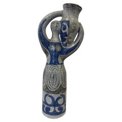 Escultura de cerámica "Porteuse d'eau" de Jean Derval Vallauris, Francia, años 60