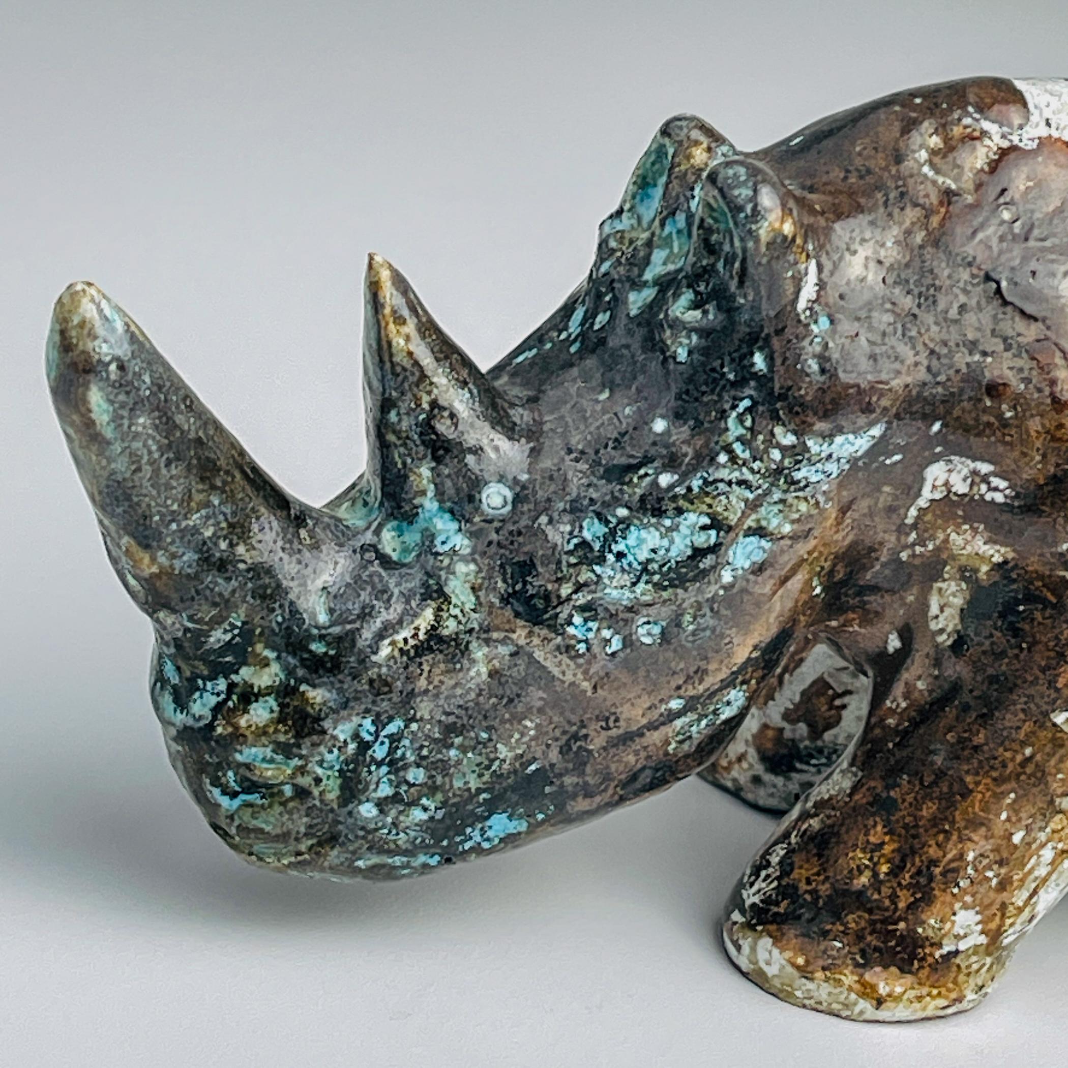 Ceramic sculpture Rhinoceros, Italy 1970s For Sale 4
