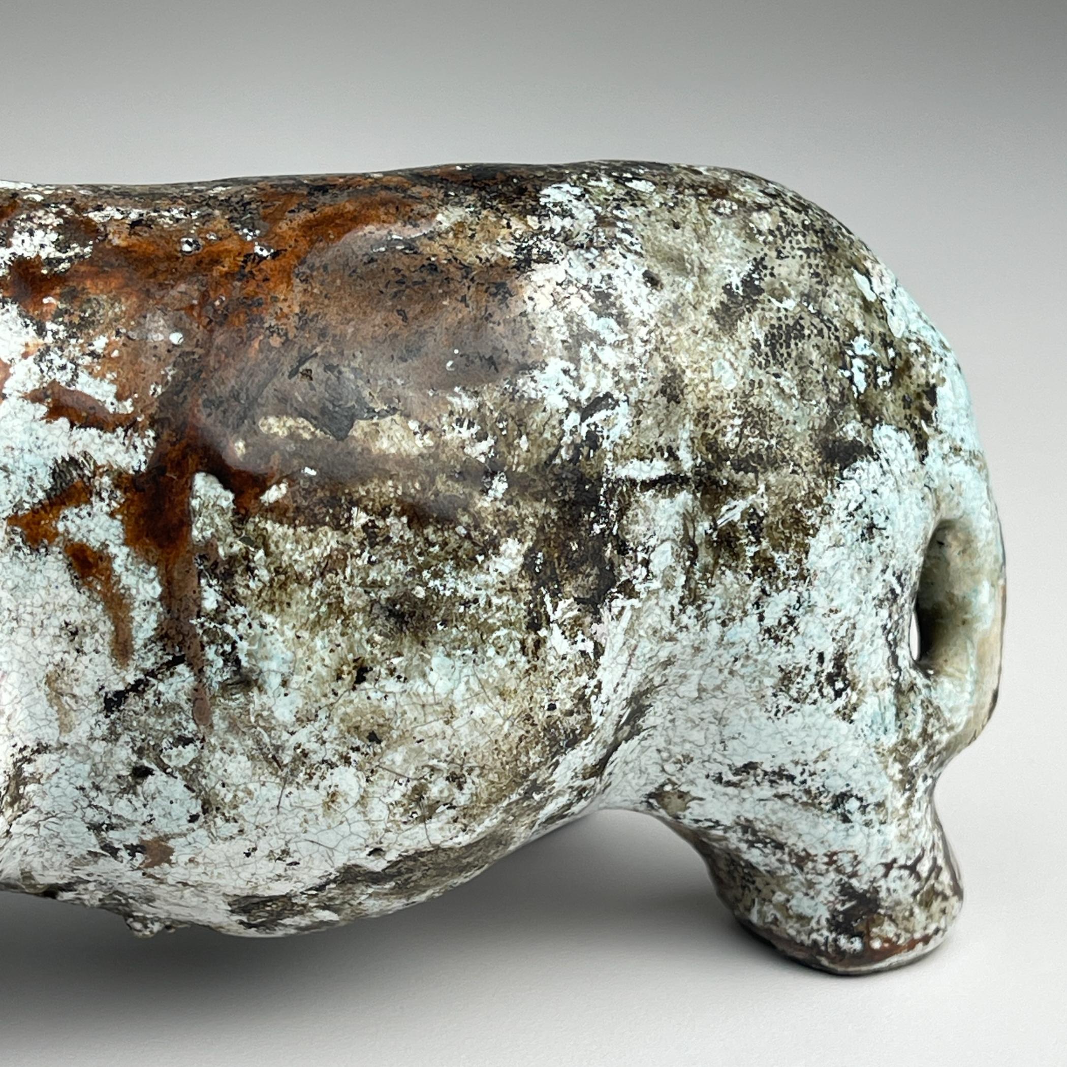 Ceramic sculpture Rhinoceros, Italy 1970s For Sale 5