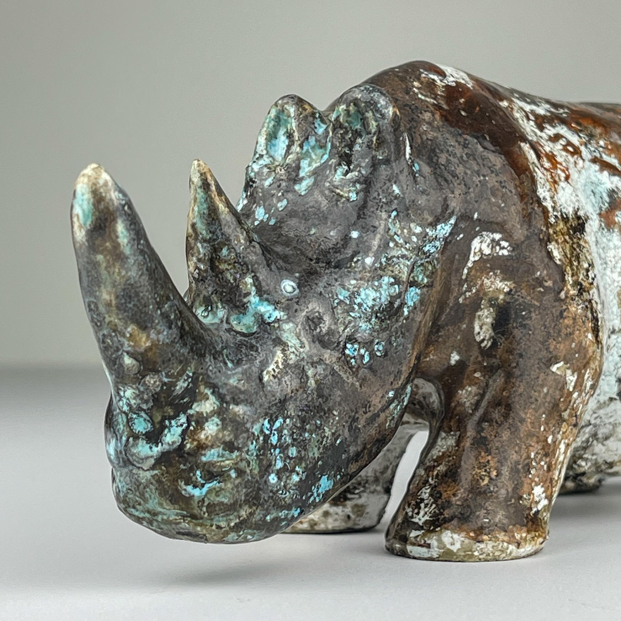 Ceramic sculpture Rhinoceros, Italy 1970s For Sale 6