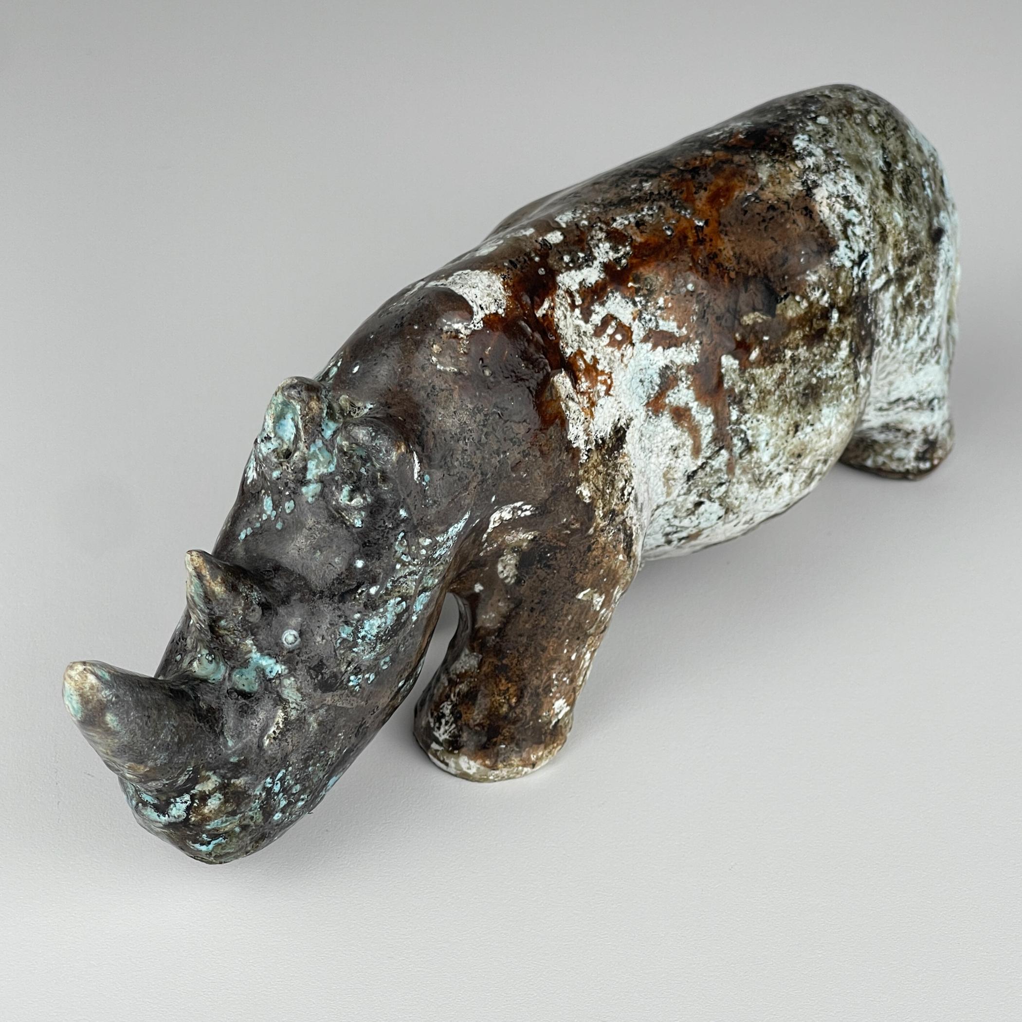 Ceramic sculpture Rhinoceros, Italy 1970s For Sale 7