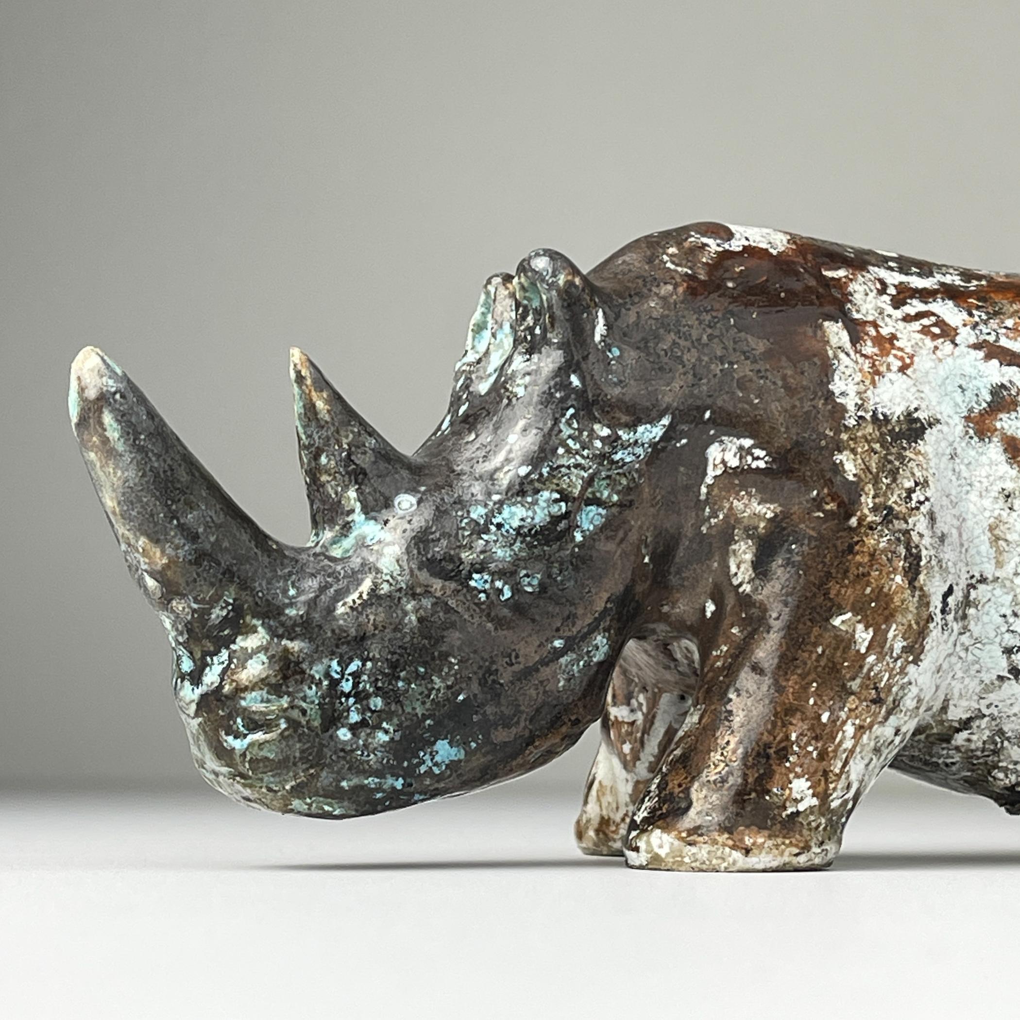 Ceramic sculpture Rhinoceros, Italy 1970s For Sale 8
