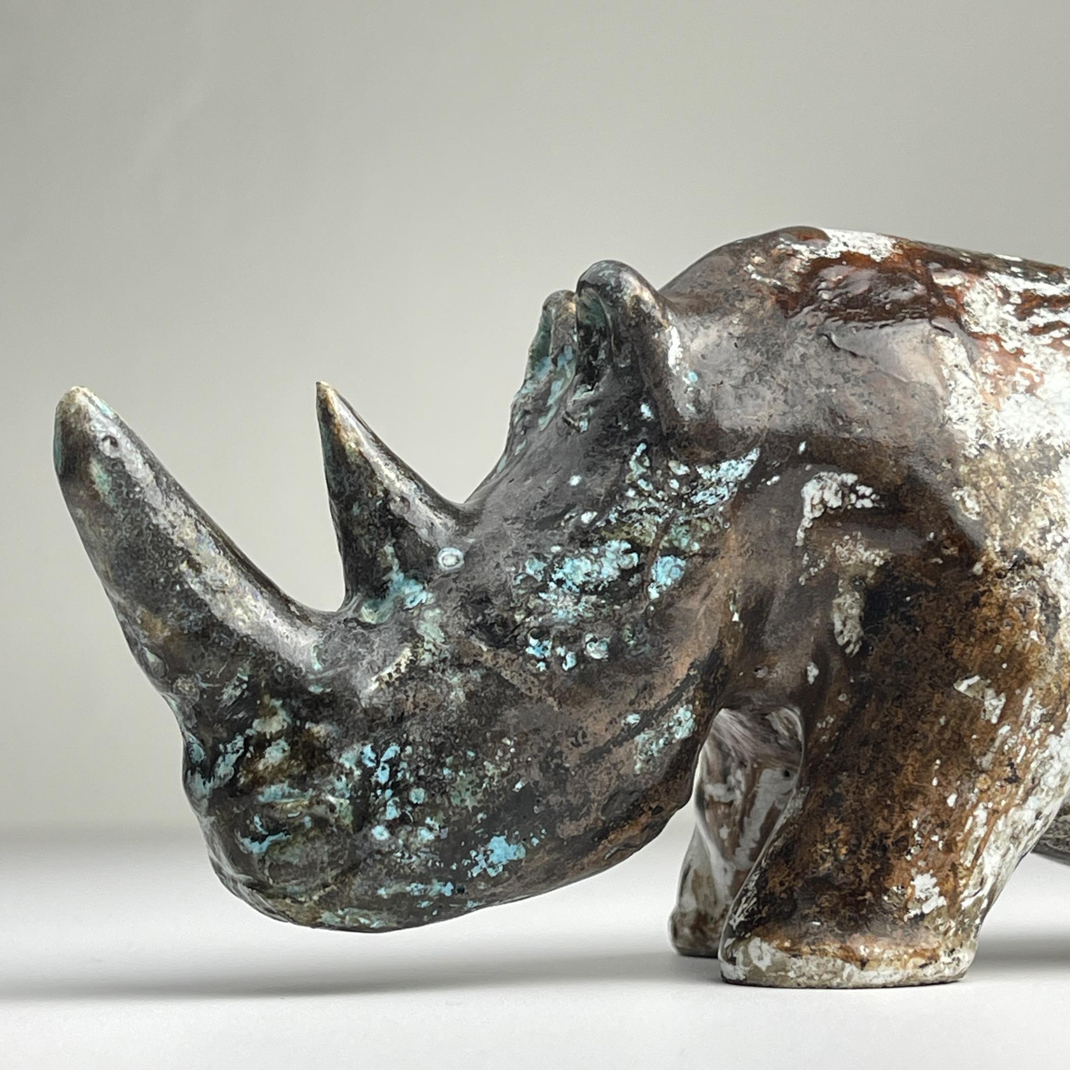 Mid-Century Modern Ceramic sculpture Rhinoceros, Italy 1970s For Sale
