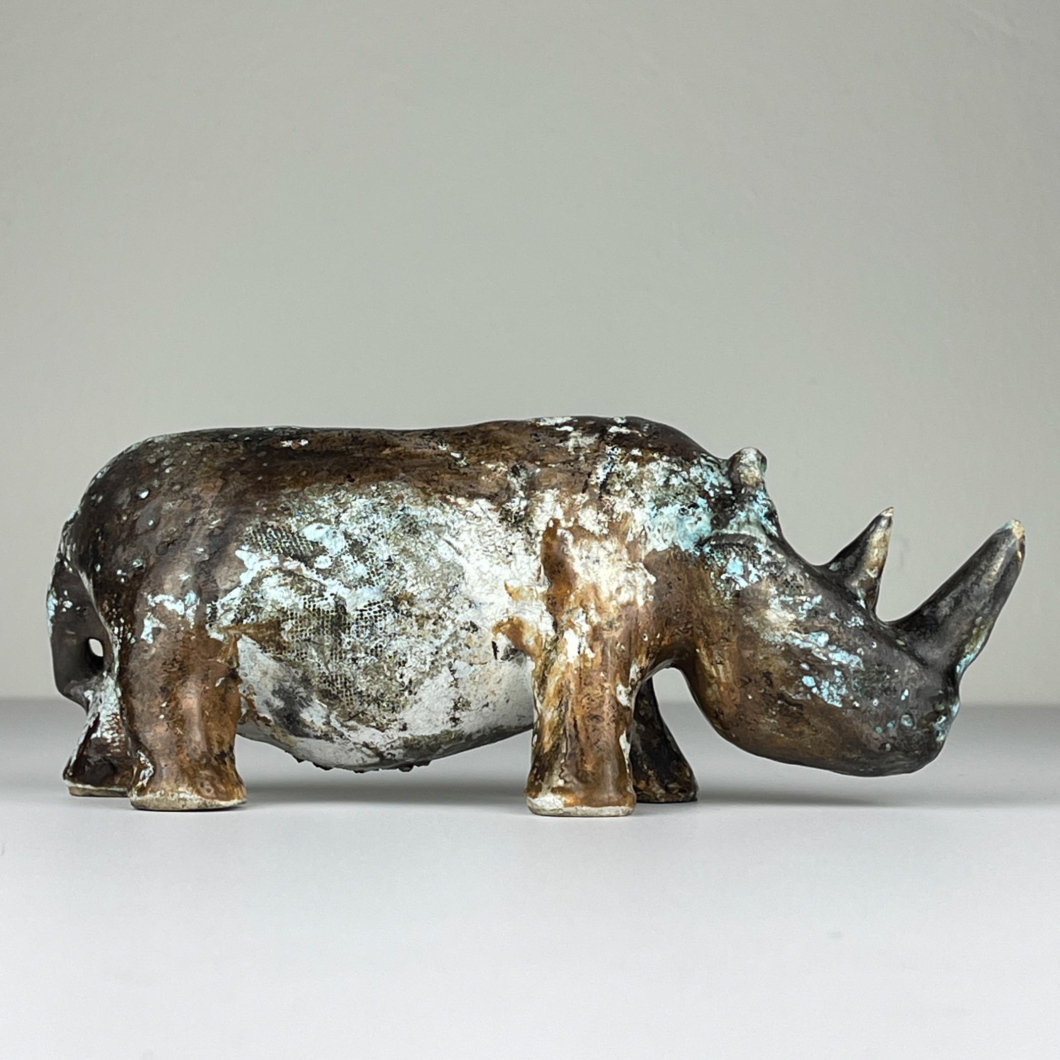 Italian Ceramic sculpture Rhinoceros, Italy 1970s For Sale