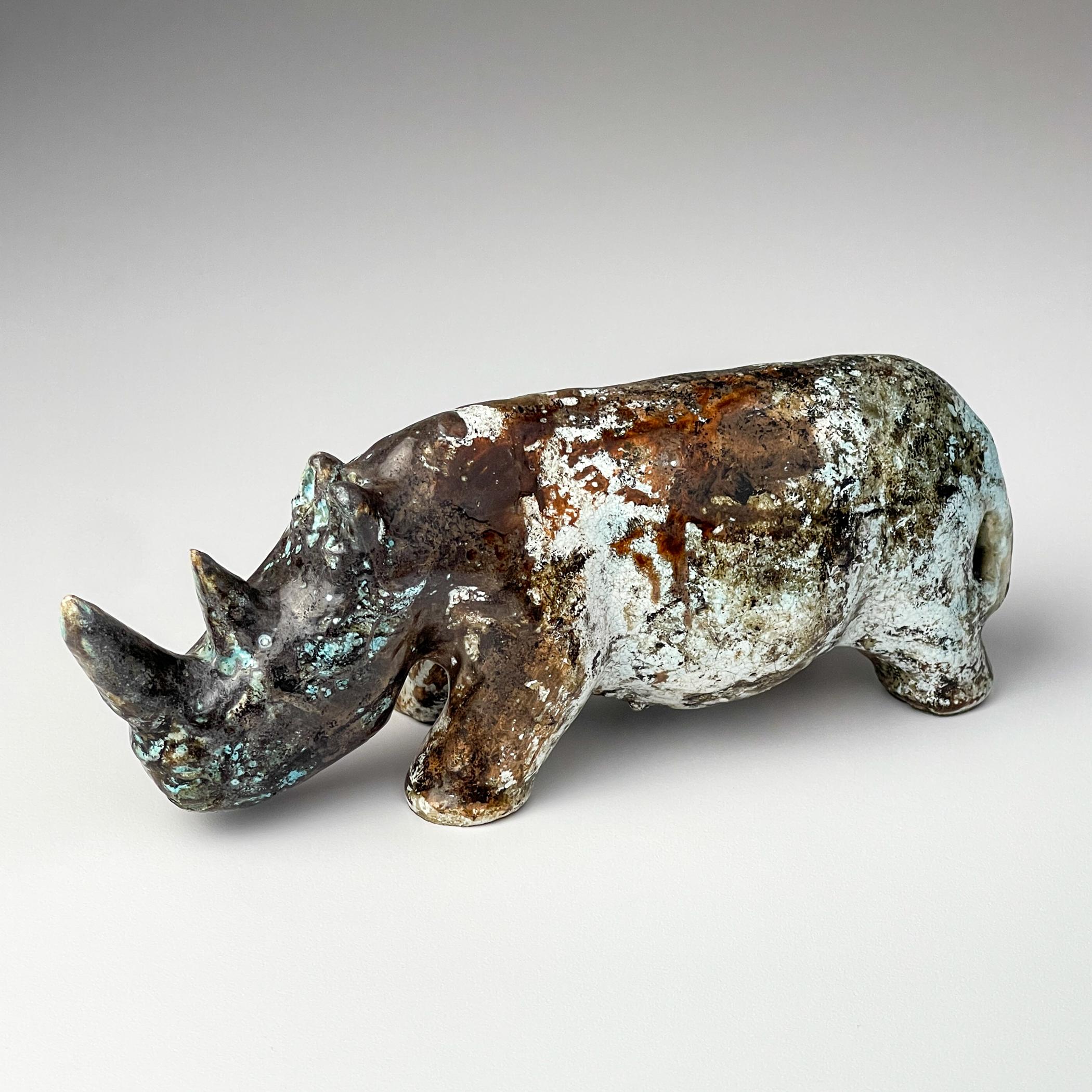20th Century Ceramic sculpture Rhinoceros, Italy 1970s For Sale
