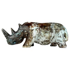 Escultura de cerámica Rinoceronte, Italia Años 70
