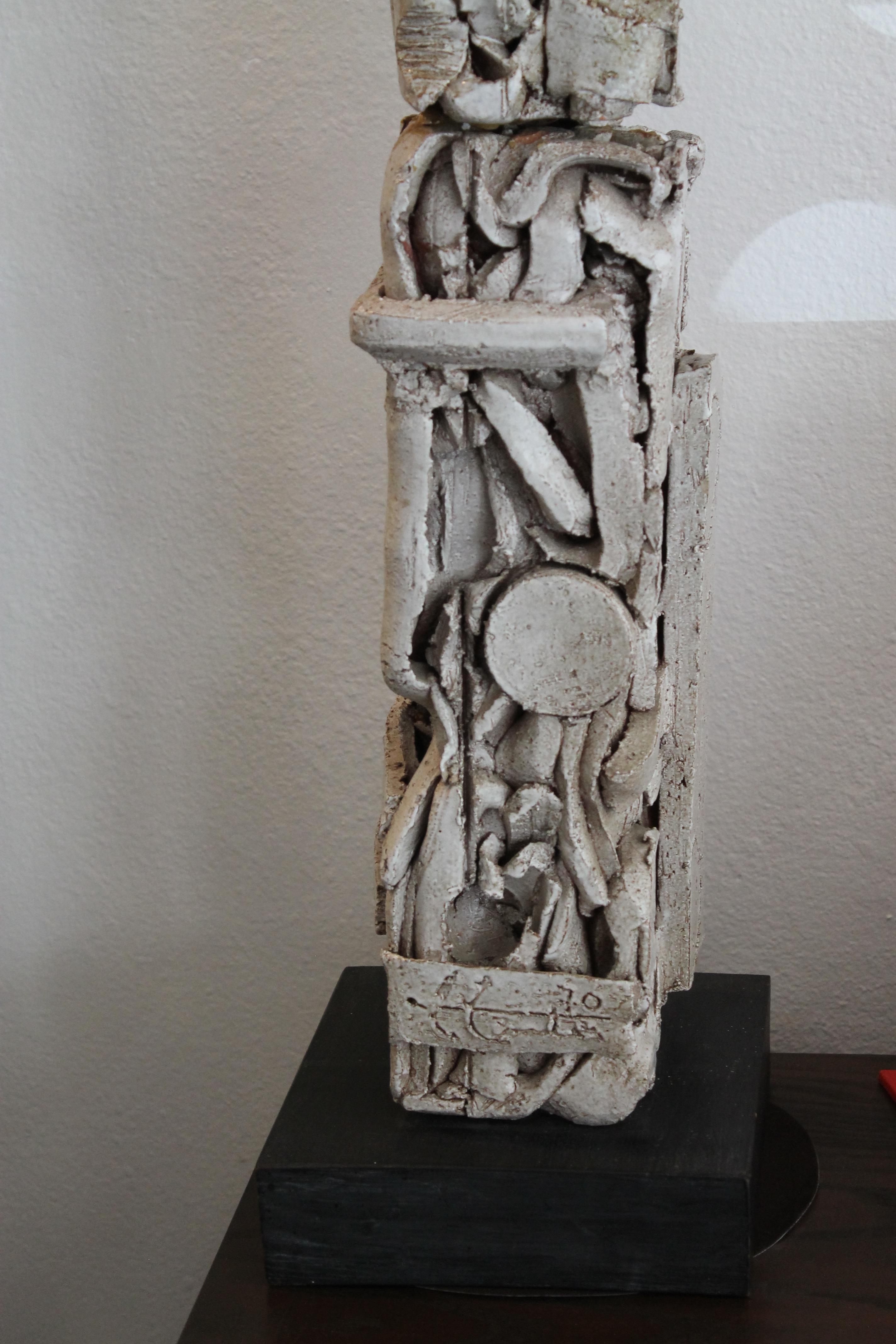 Ceramic Brutalist Sculpture Signed and Dated 1970 In Good Condition In Palm Springs, CA