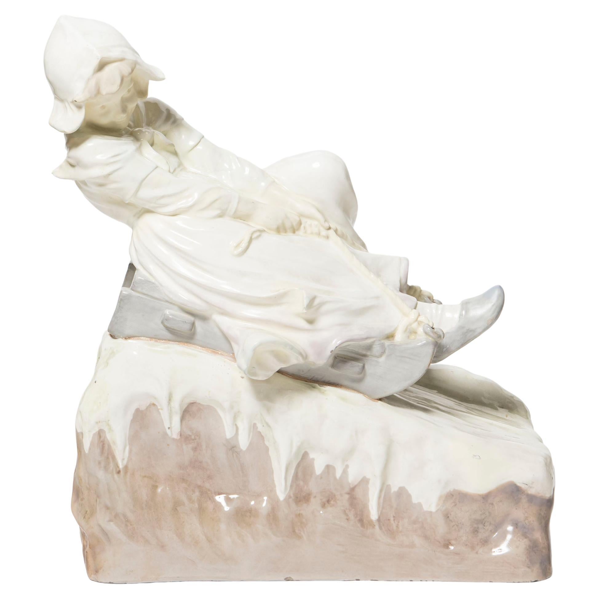 Keramik-Skulptur signiert Friedrich Goldscheider. Österreich, um 1900. im Angebot