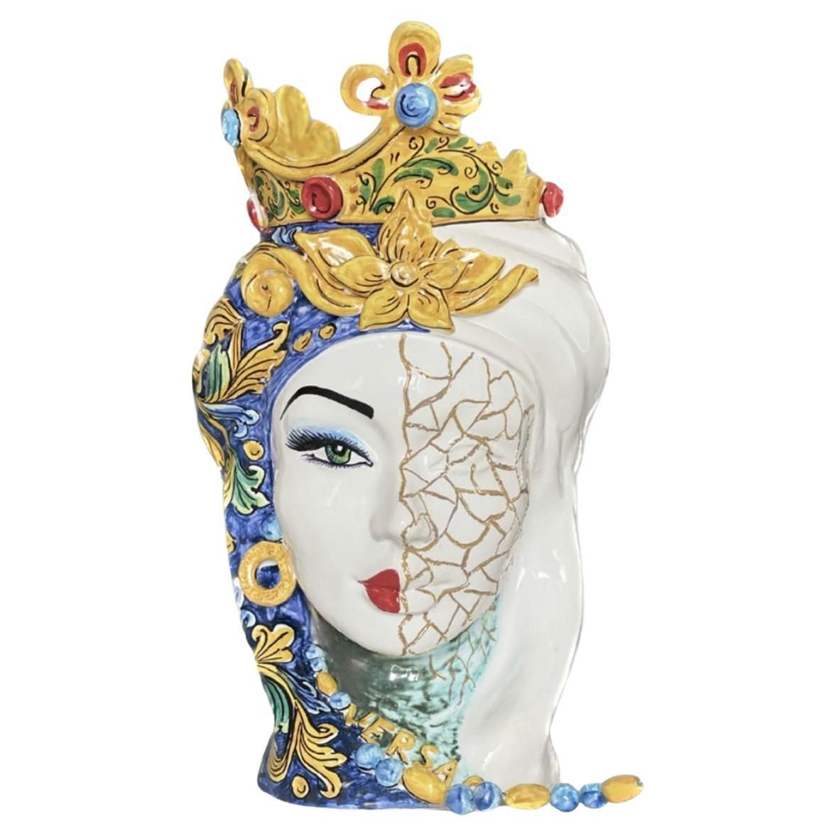 Ceramic Sculpture Virginia Head by Vanessa Semaino For Sale
