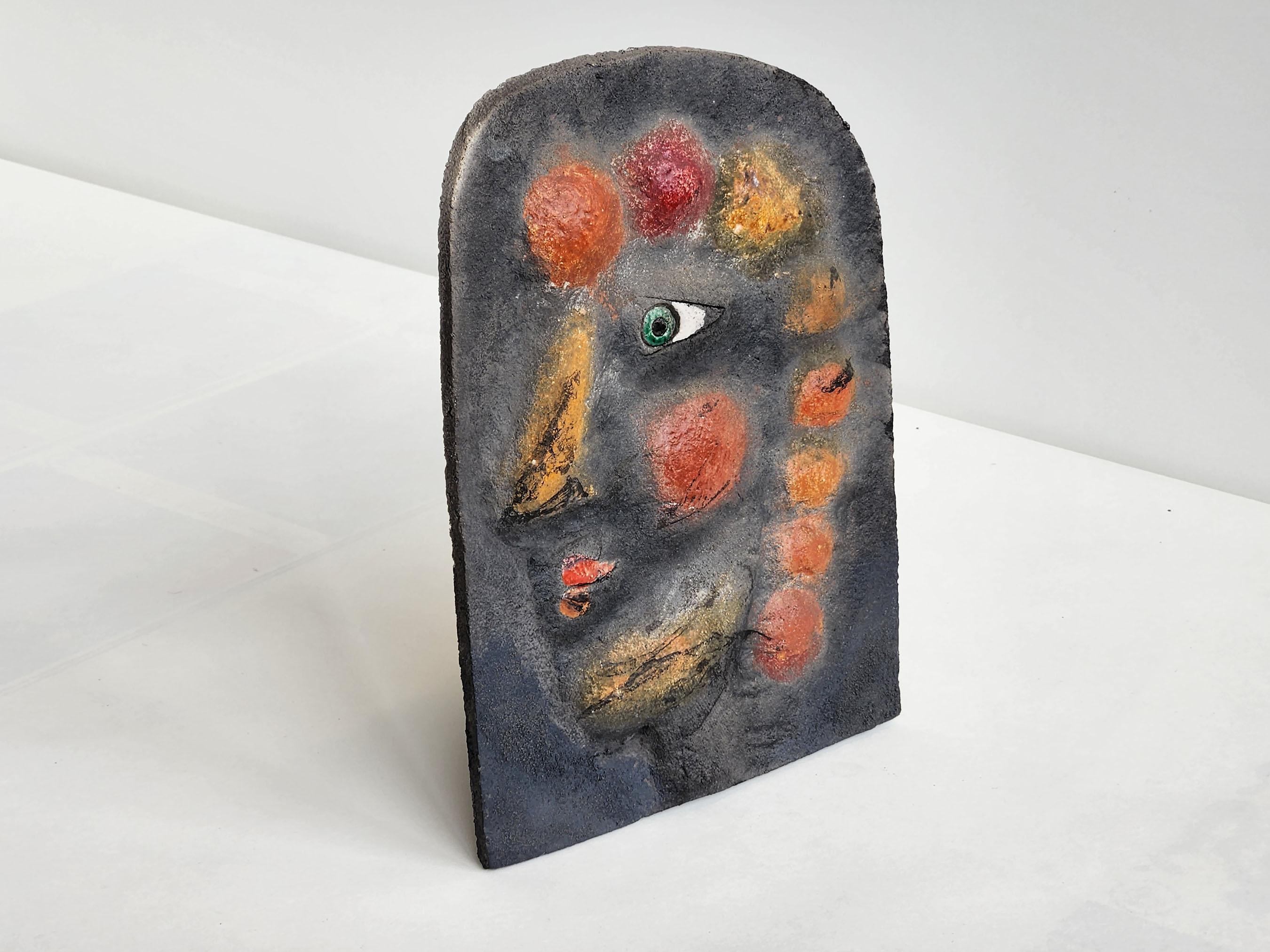 Vintage ceramic sculpture - Face Relief 
by Roger Capron Vallauris, France.