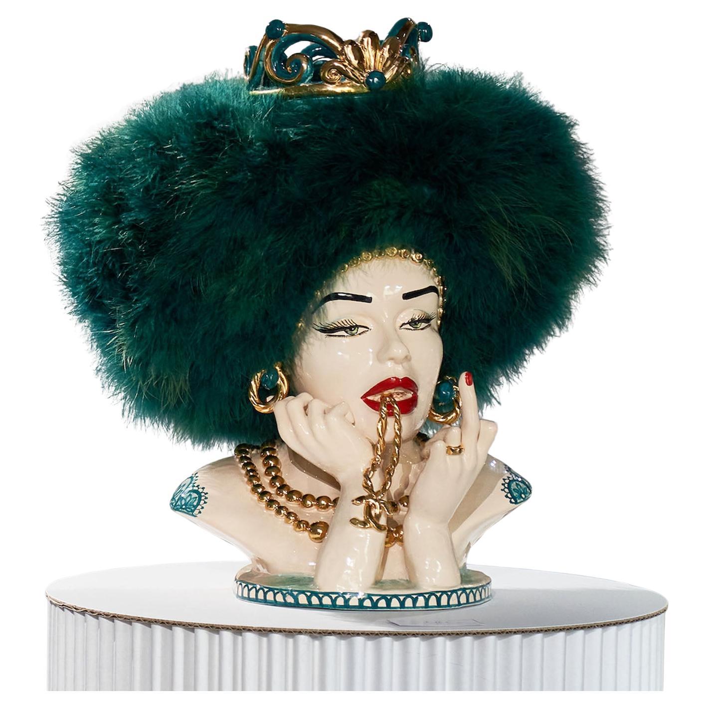 Ceramic Sculpture Viviana Head by Vanessa Semaino For Sale