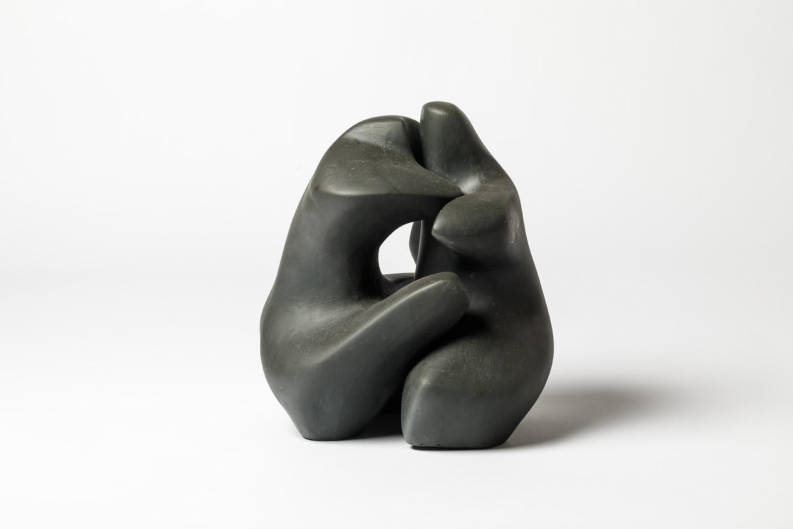 Keramik-Skulptur mit schwarzer Glasurdekoration von Tim Orr, um 1970 im Angebot 1