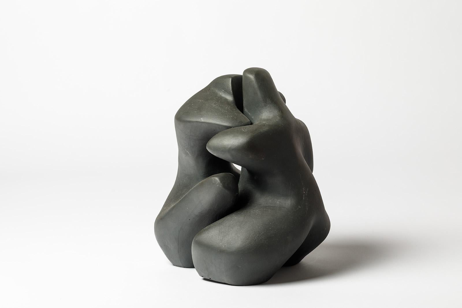 Sculpture en céramique à décor de glaçure noire de Tim Orr, vers 1970 en vente 1