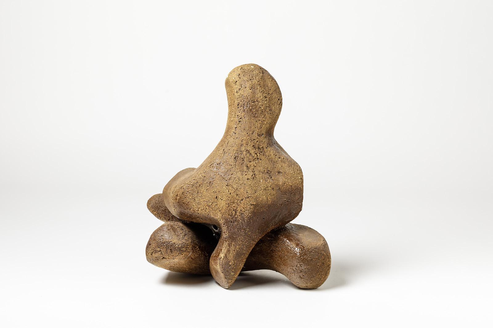 Francese Scultura in ceramica con decorazione a smalto marrone di Tim Orr, 1970 in vendita