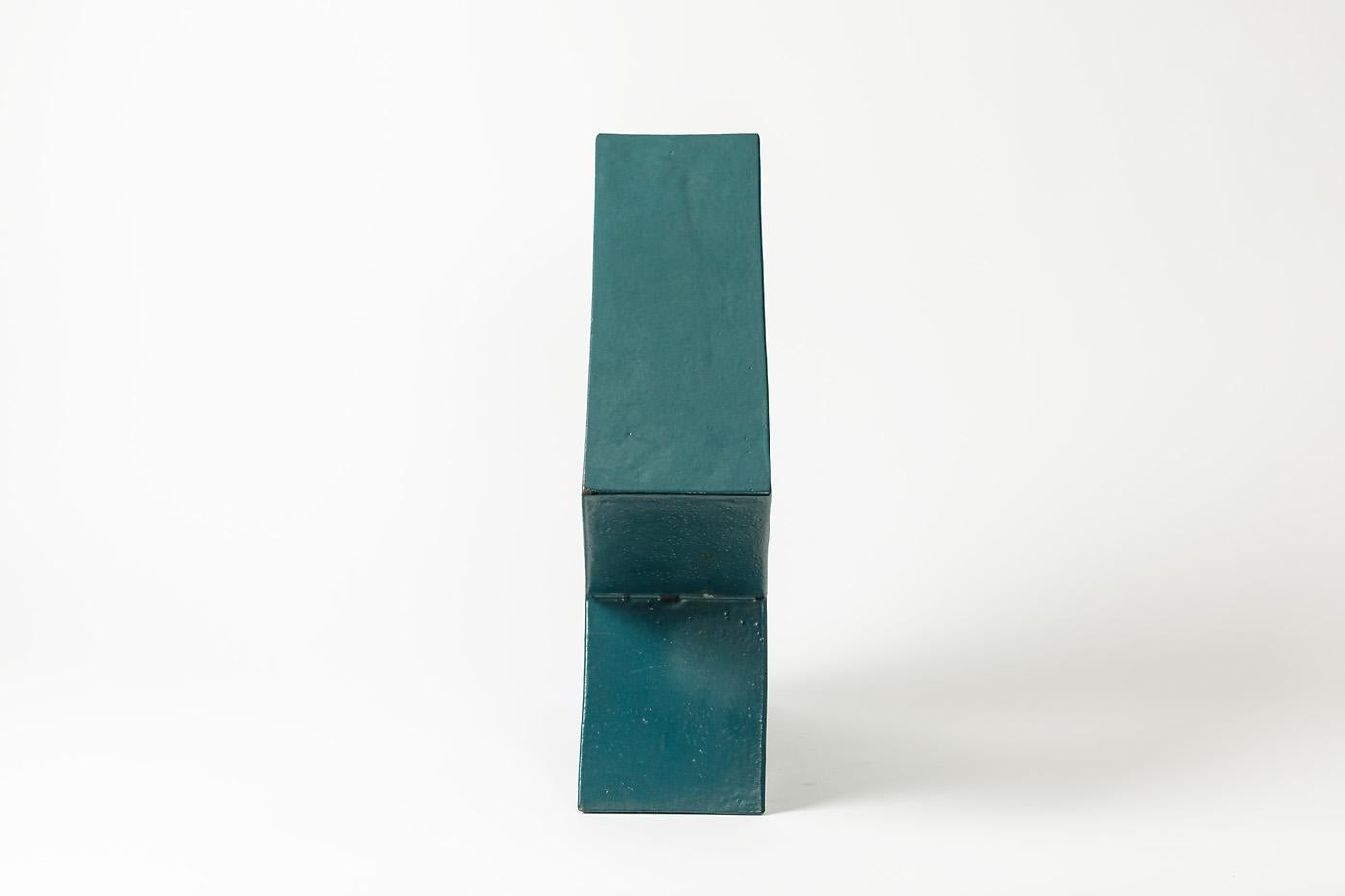 Ceramic Sculpture with Green Glaze Decoration by Daniel Maes, circa 1990 In Excellent Condition In Saint-Ouen, FR