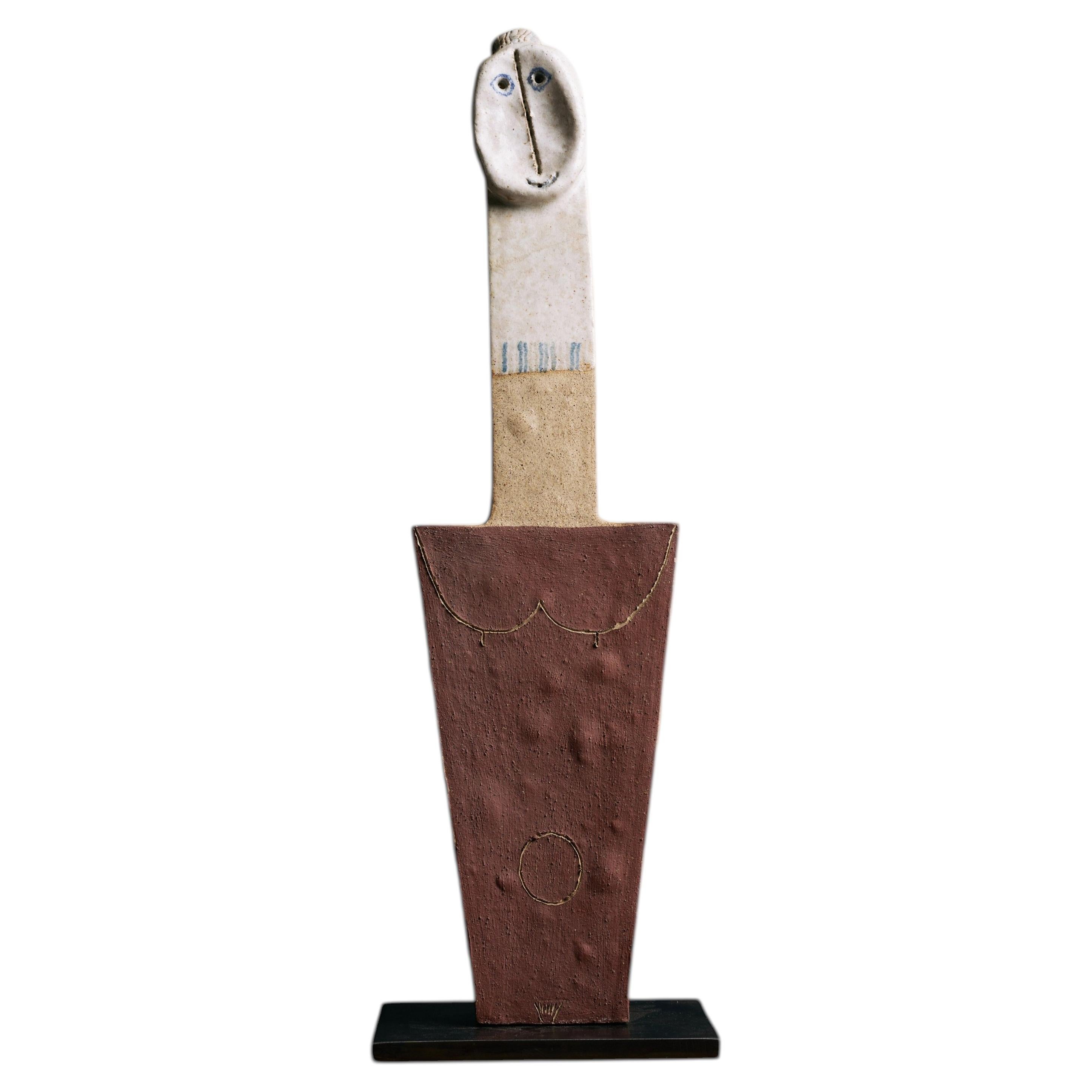 Ceramic Sculpture with Steel Base by Bruno Gambone, Italy, c. 1990
