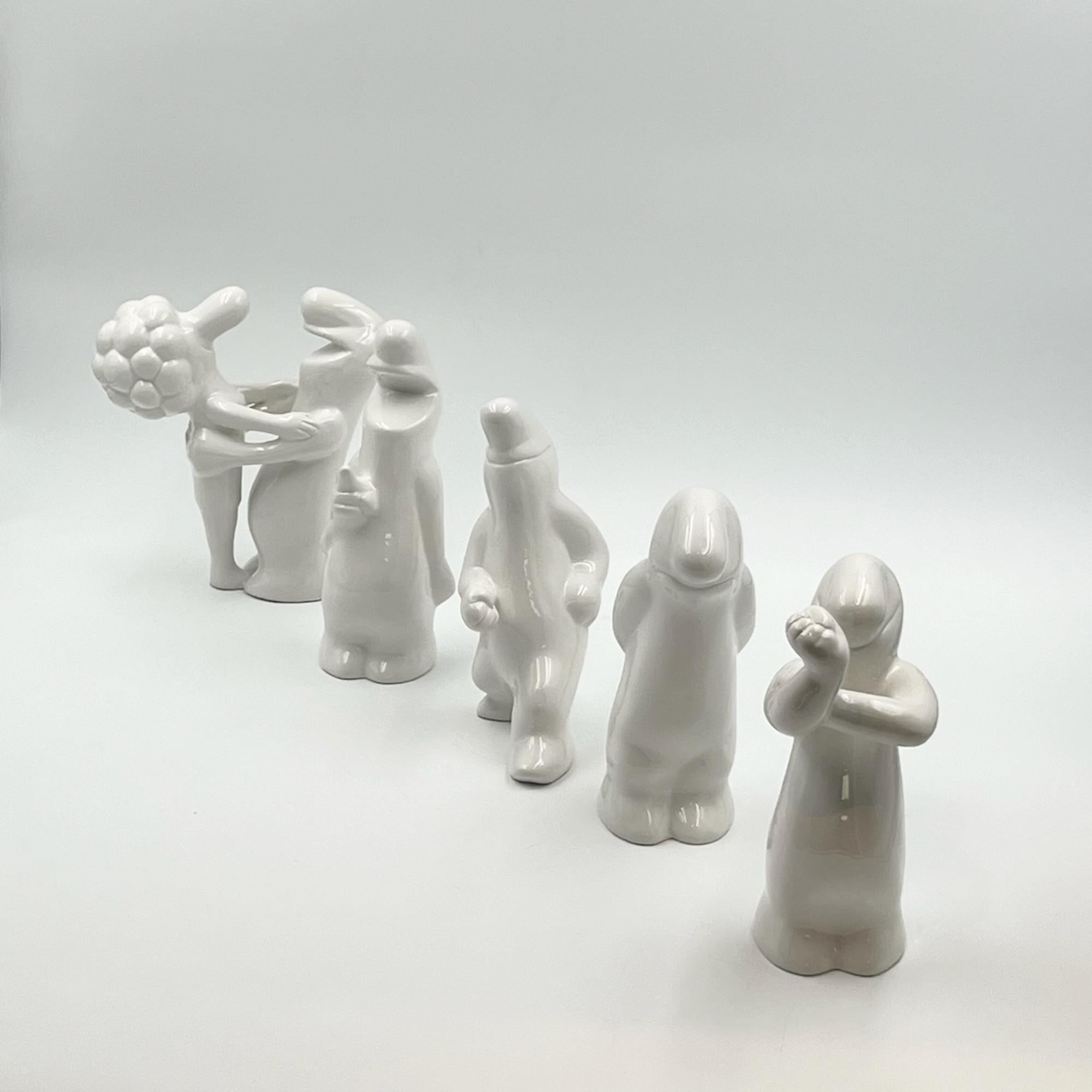 Mid-Century Modern Ceramic Sculptures 'La Linea' by Osvaldo Cavandoli – Vintage Full Series 1960s For Sale