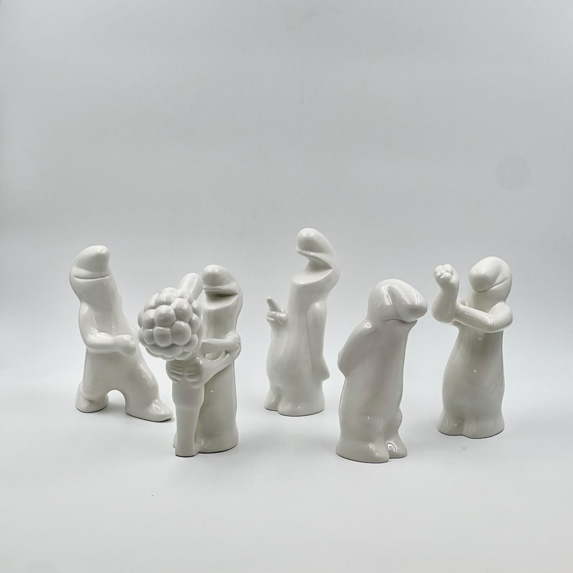 Italian Ceramic Sculptures 'La Linea' by Osvaldo Cavandoli – Vintage Full Series 1960s For Sale