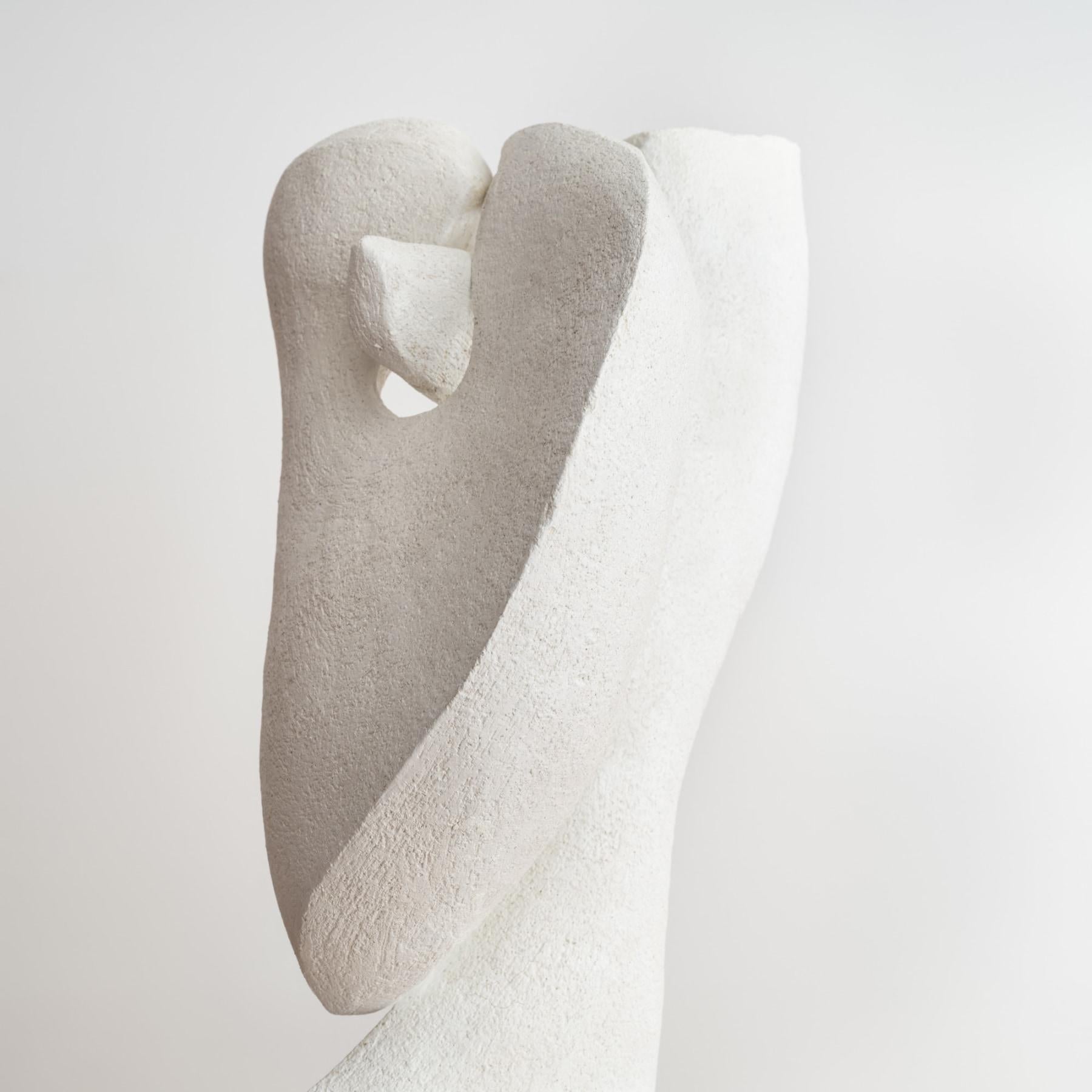 Hand-Carved Contemporary White Ceramic Sculpture in Organic Calla Lily Form For Sale