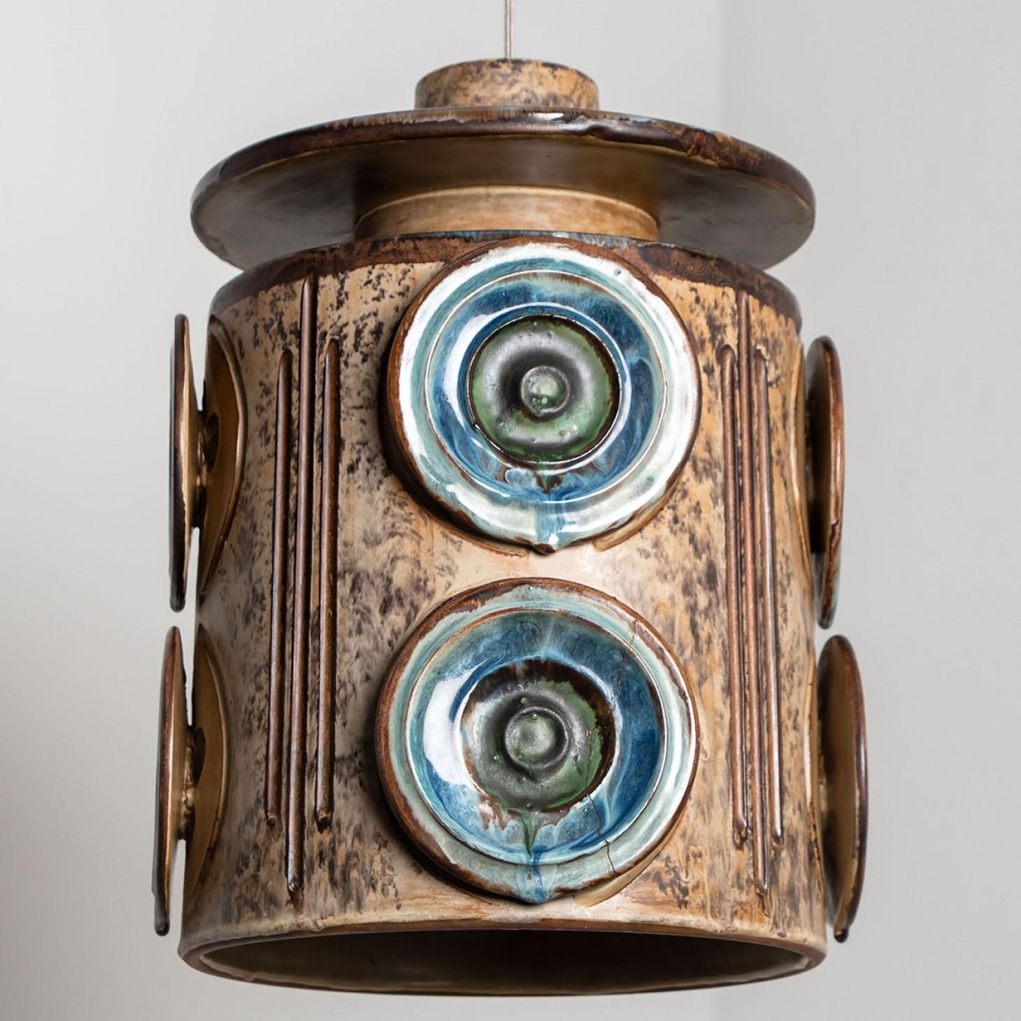 Lámpara colgante de cerámica azul marino, Dinamarca, 1970 en venta 2