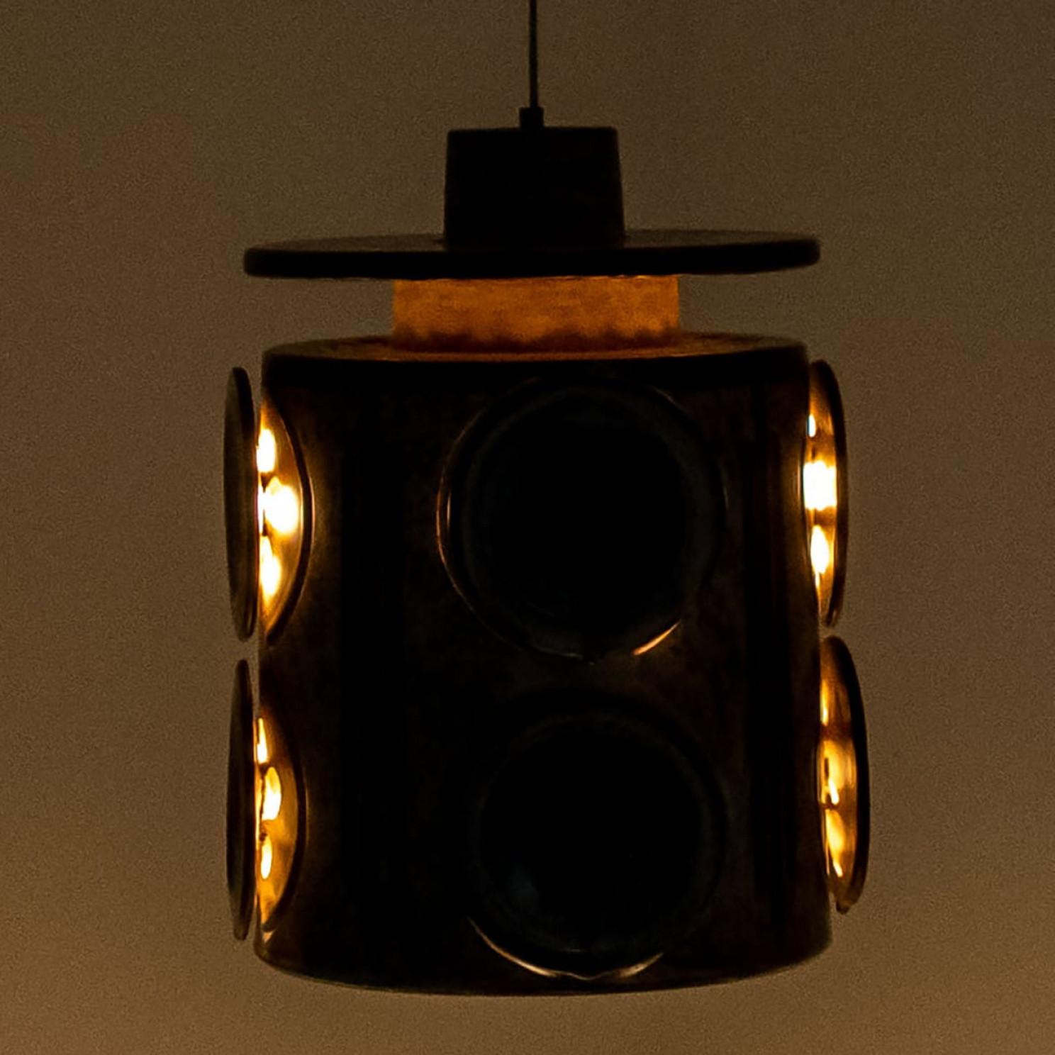 Other Ceramic Sea Blue Ceramic Pendant Light, Denmark, 1970 For Sale
