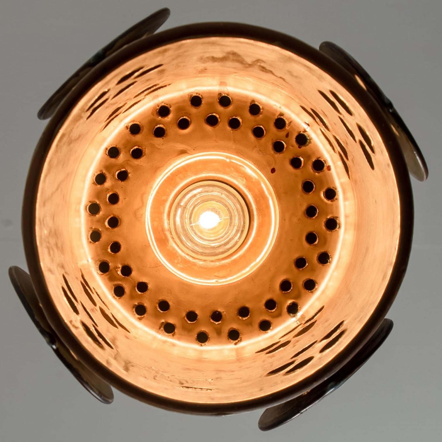 Late 20th Century Ceramic Sea Blue Ceramic Pendant Light, Denmark, 1970 For Sale