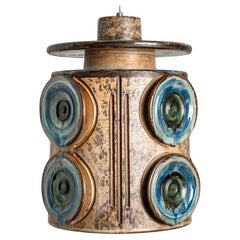 Ceramic Sea Blue Ceramic Pendant Light, Denmark, 1970