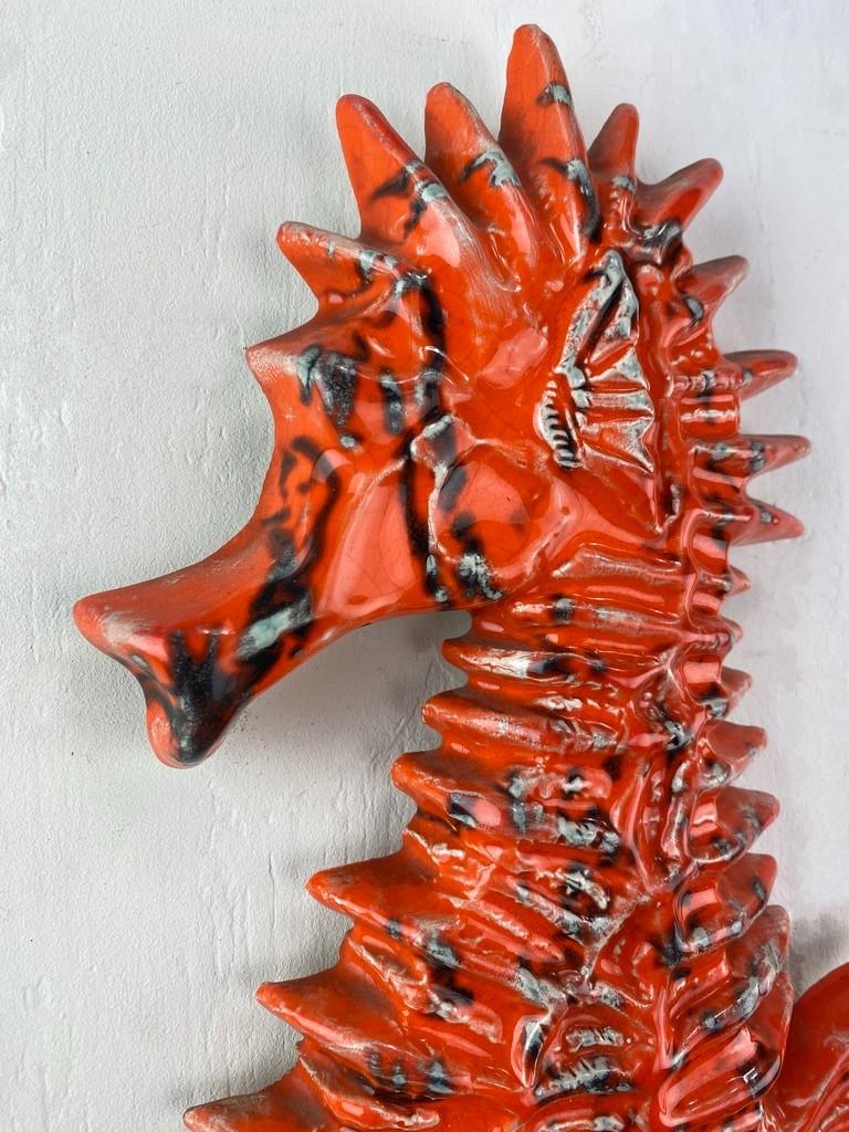 Ceramic Seahorse wall decoration- designer Yann - Amphora Belgium- 1960 3