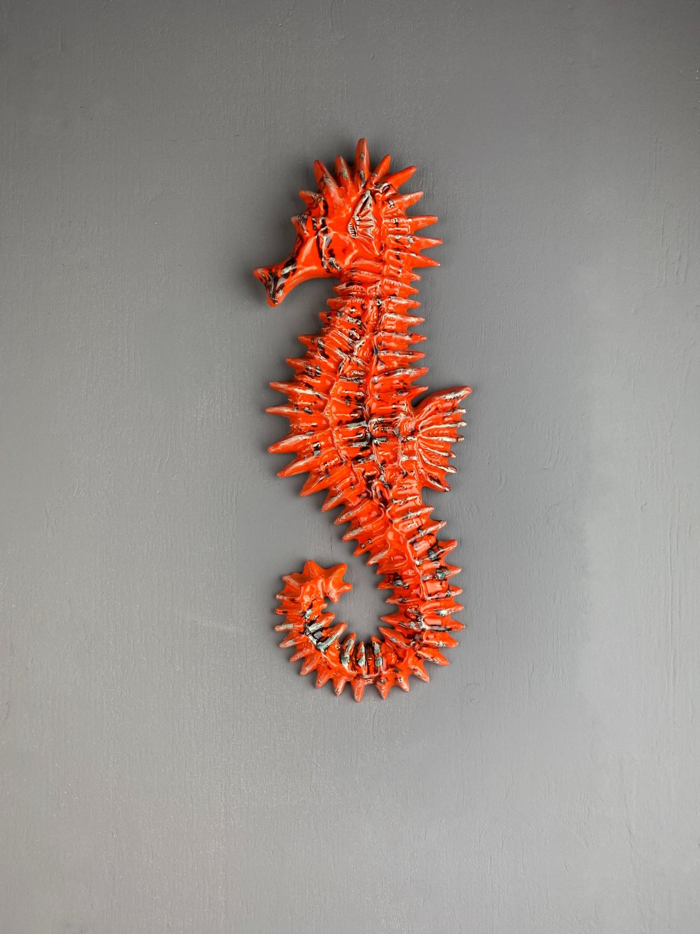 Ceramic Seahorse wall decoration- designer Yann - Amphora Belgium- 1960 4