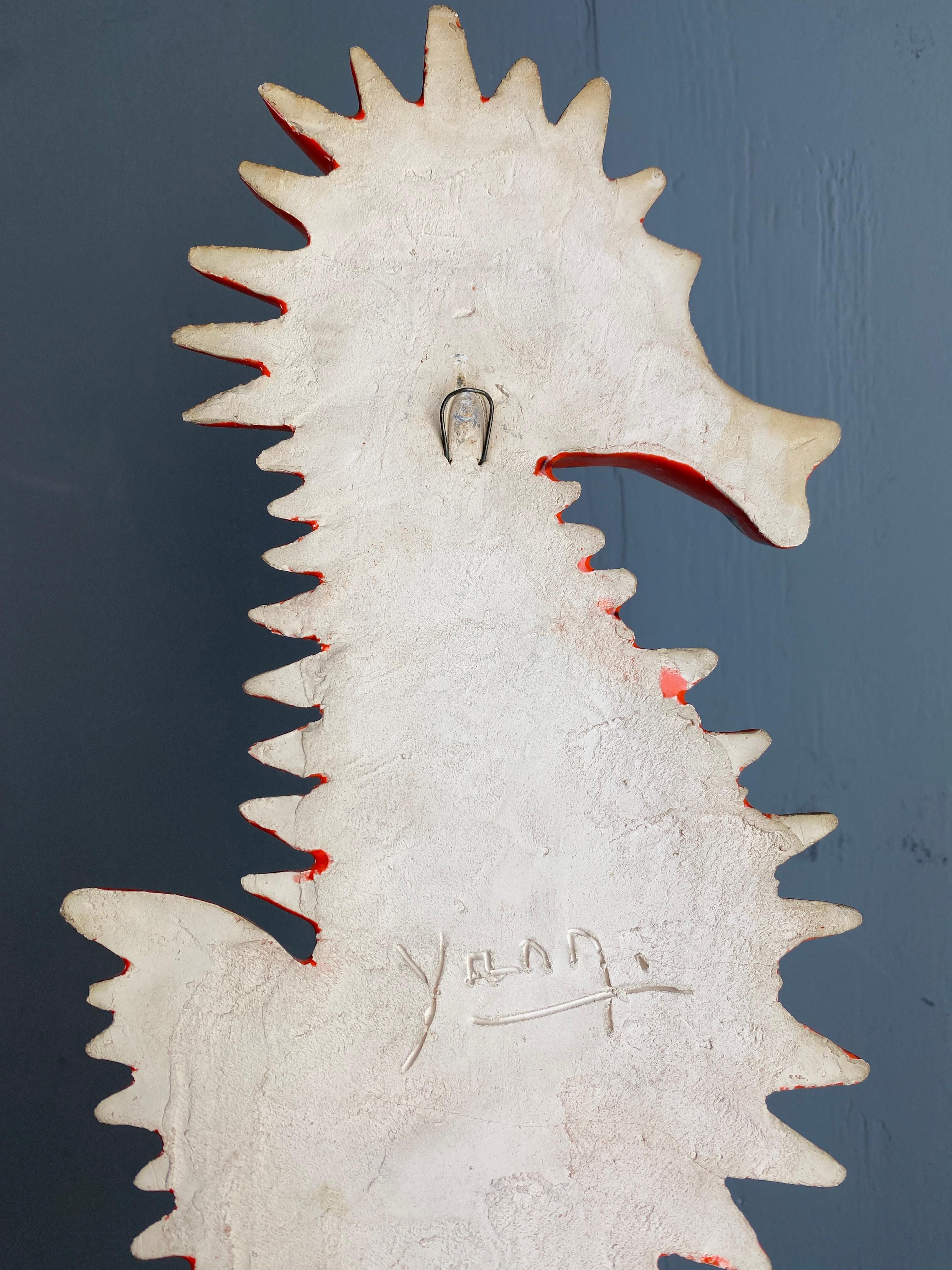 Ceramic Seahorse wall decoration- designer Yann - Amphora Belgium- 1960 In Good Condition In The Hague, NL