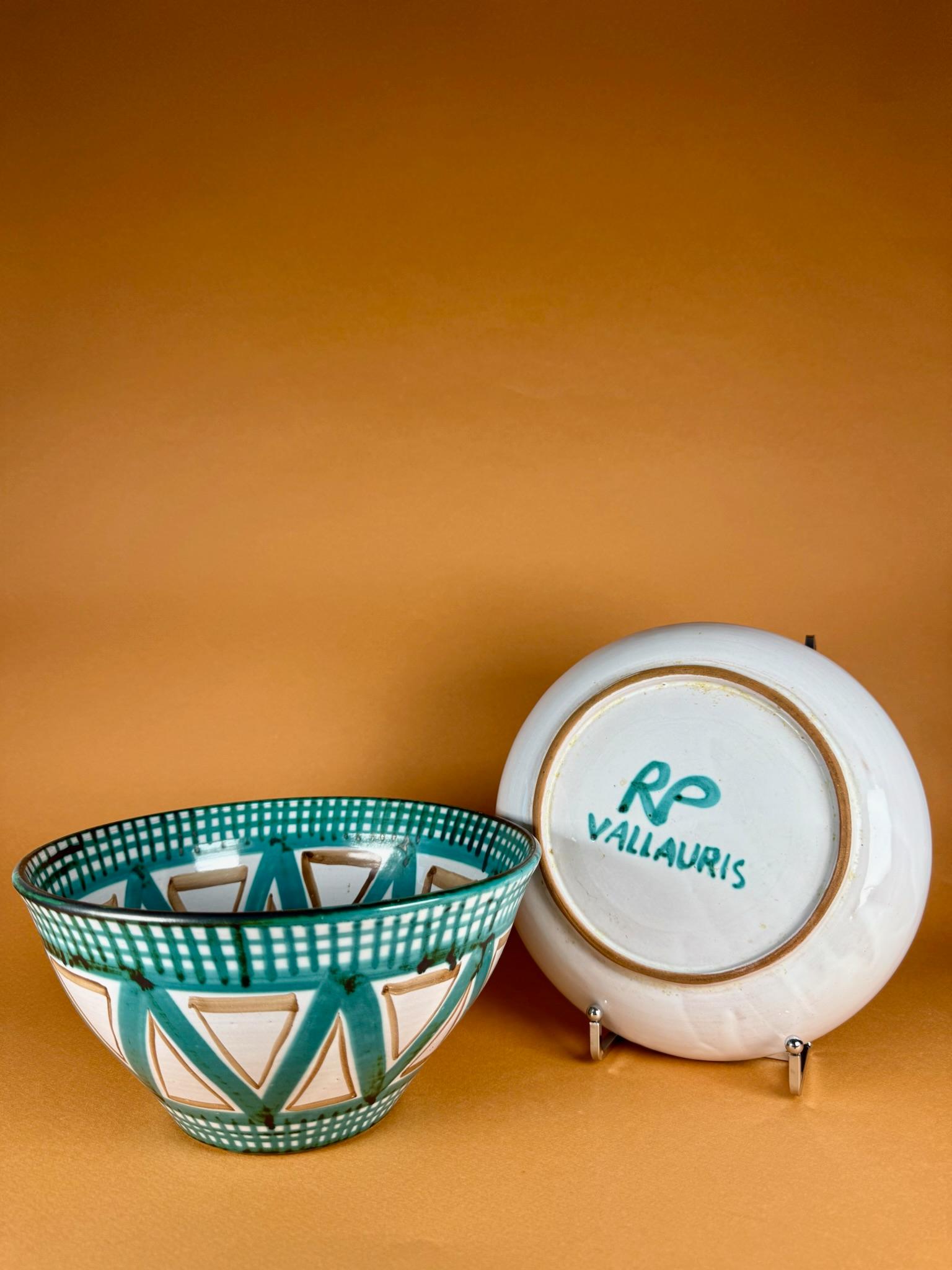 Origin
Vallauris, France, circa 1950s

Materials
Glazed ceramic

Condition
Very good vintage condition, consistent with age and use

A striking serving bowl and dish set by Robert Picault, one of the most important ceramists of mid-century