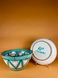 Ceramic Set: bowl and a round dish, Robert Picault, circa 1950