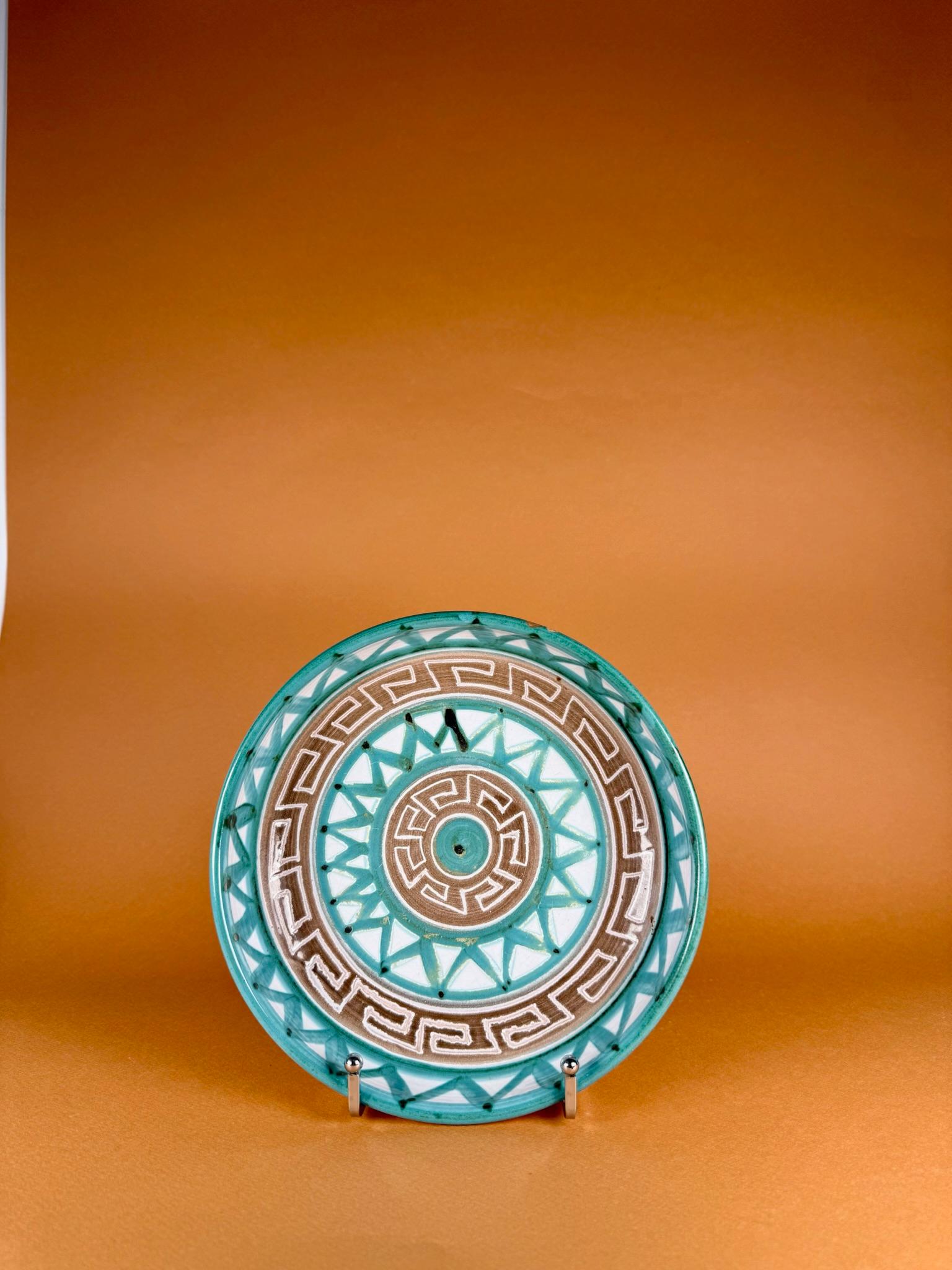 Mid-Century Modern Ceramic Set: bowl and a round dish, Robert Picault, circa 1950 For Sale