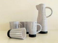 Set in ceramica di Jacques Innocenti 1 brocca e 6 tazze Vallauris circa 1950