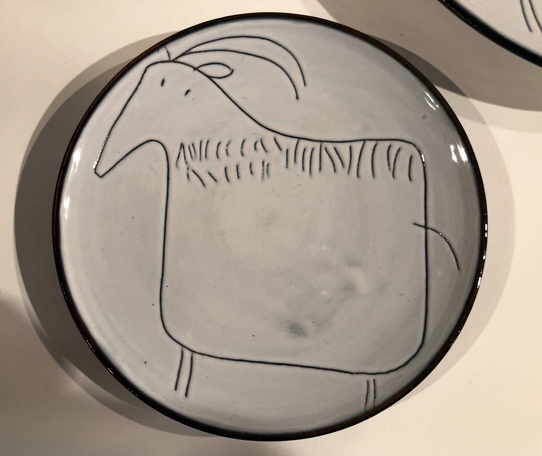 Ceramic Set of 7 Plates Signed by Jacques Innocenti, Vallauris, 1957 5