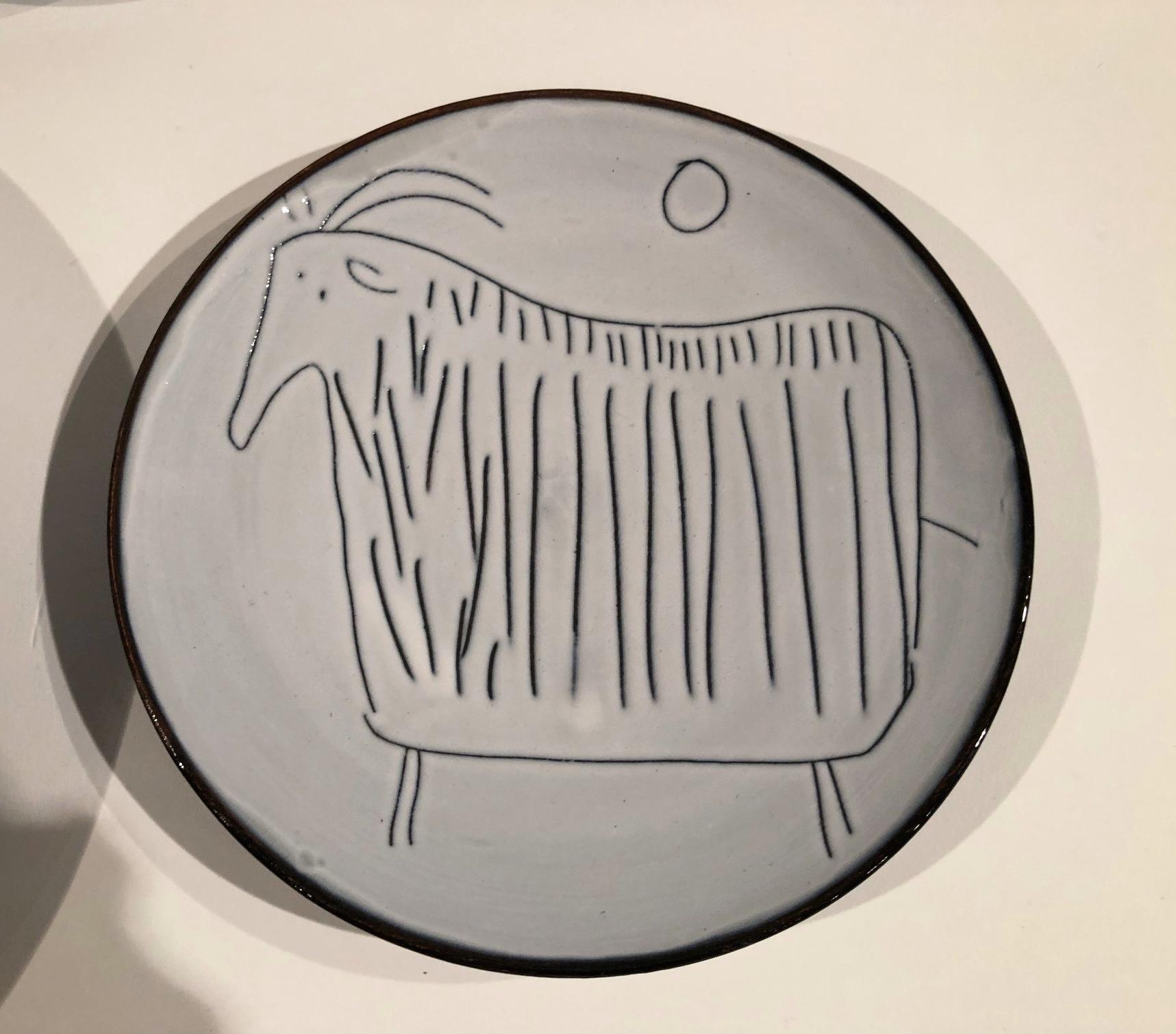 Ceramic Set of 7 Plates Signed by Jacques Innocenti, Vallauris, 1957 1