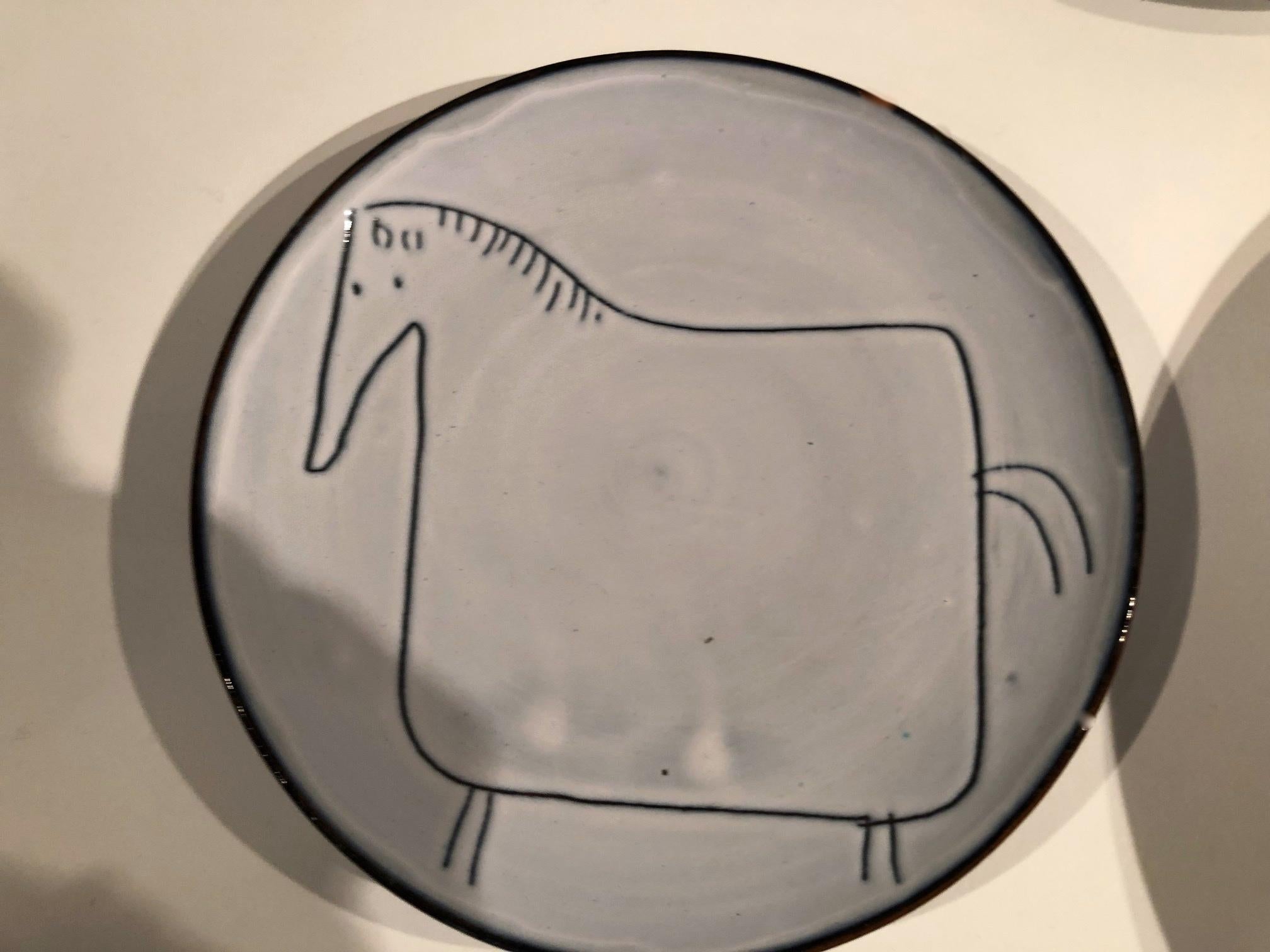 Ceramic Set of 7 Plates Signed by Jacques Innocenti, Vallauris, 1957 4
