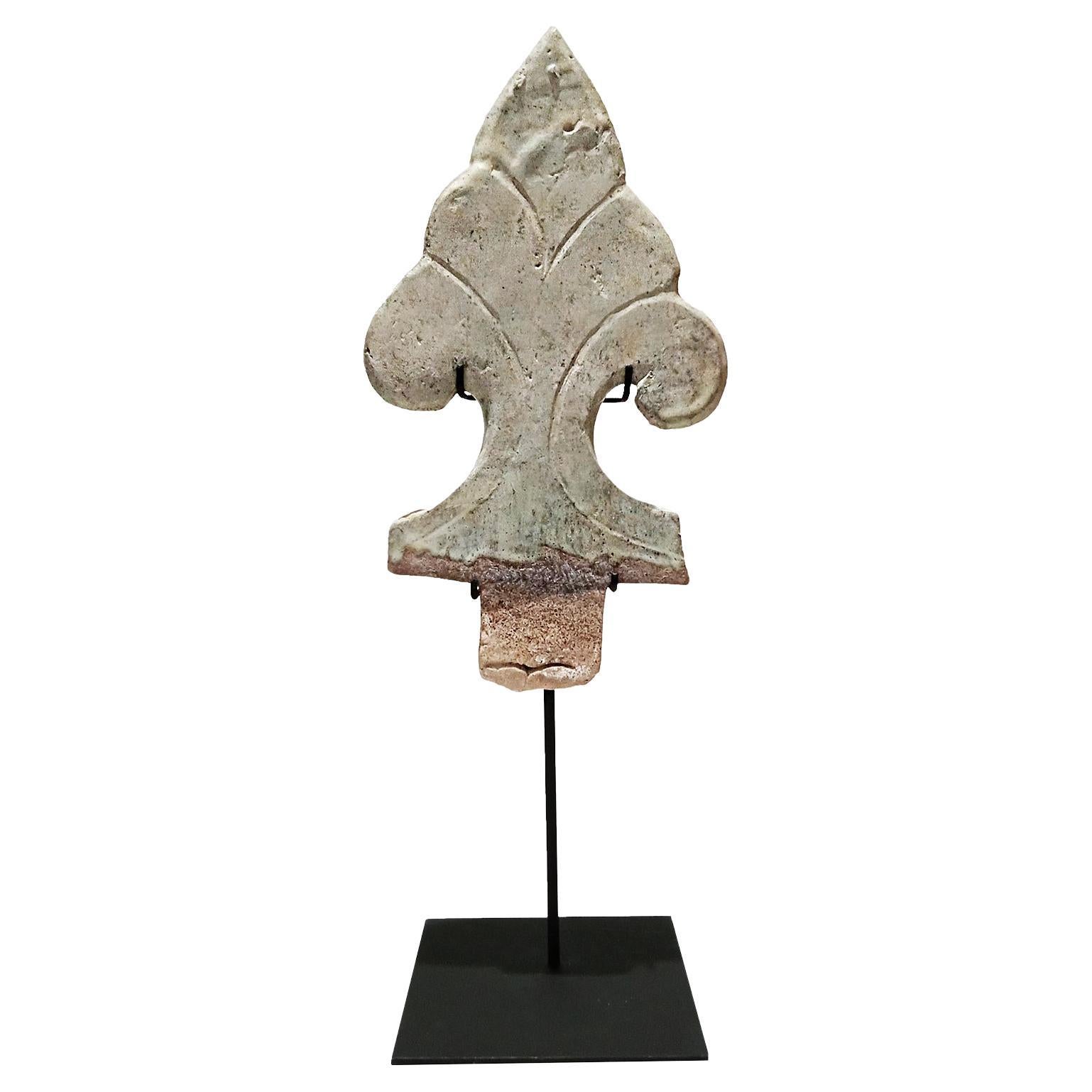 Ceramic Shield Antefix Ornament from Thailand, Early 19th Century