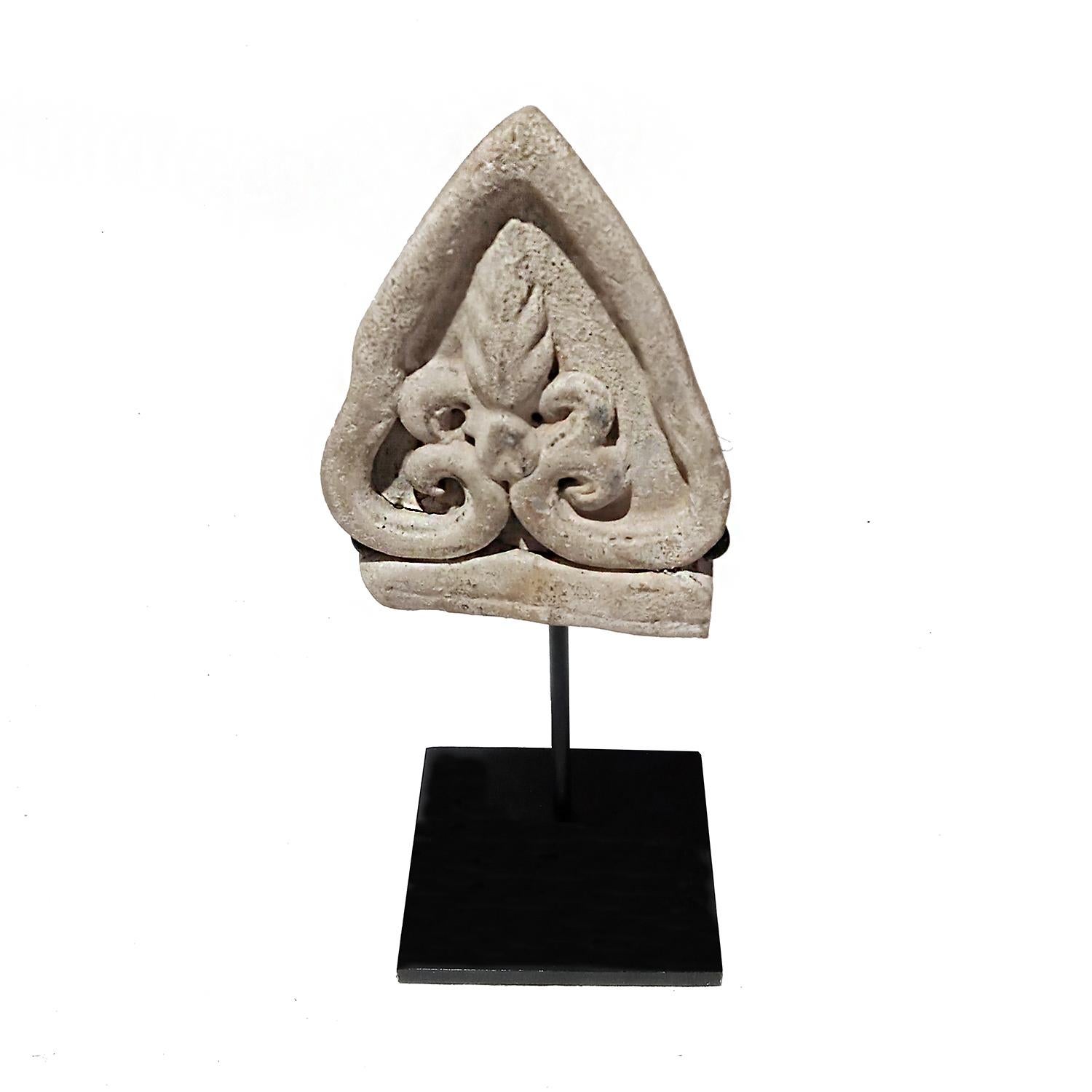 18th Century and Earlier Ceramic Shield Ornament from Thailand, 15th-16th Century For Sale