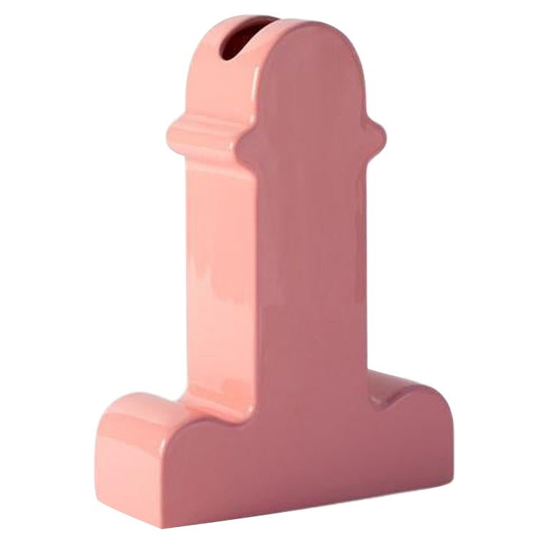 Ceramic Shiva Flower Vase, Pink Glazed, by Ettore Sottsass, 20th, Spanish