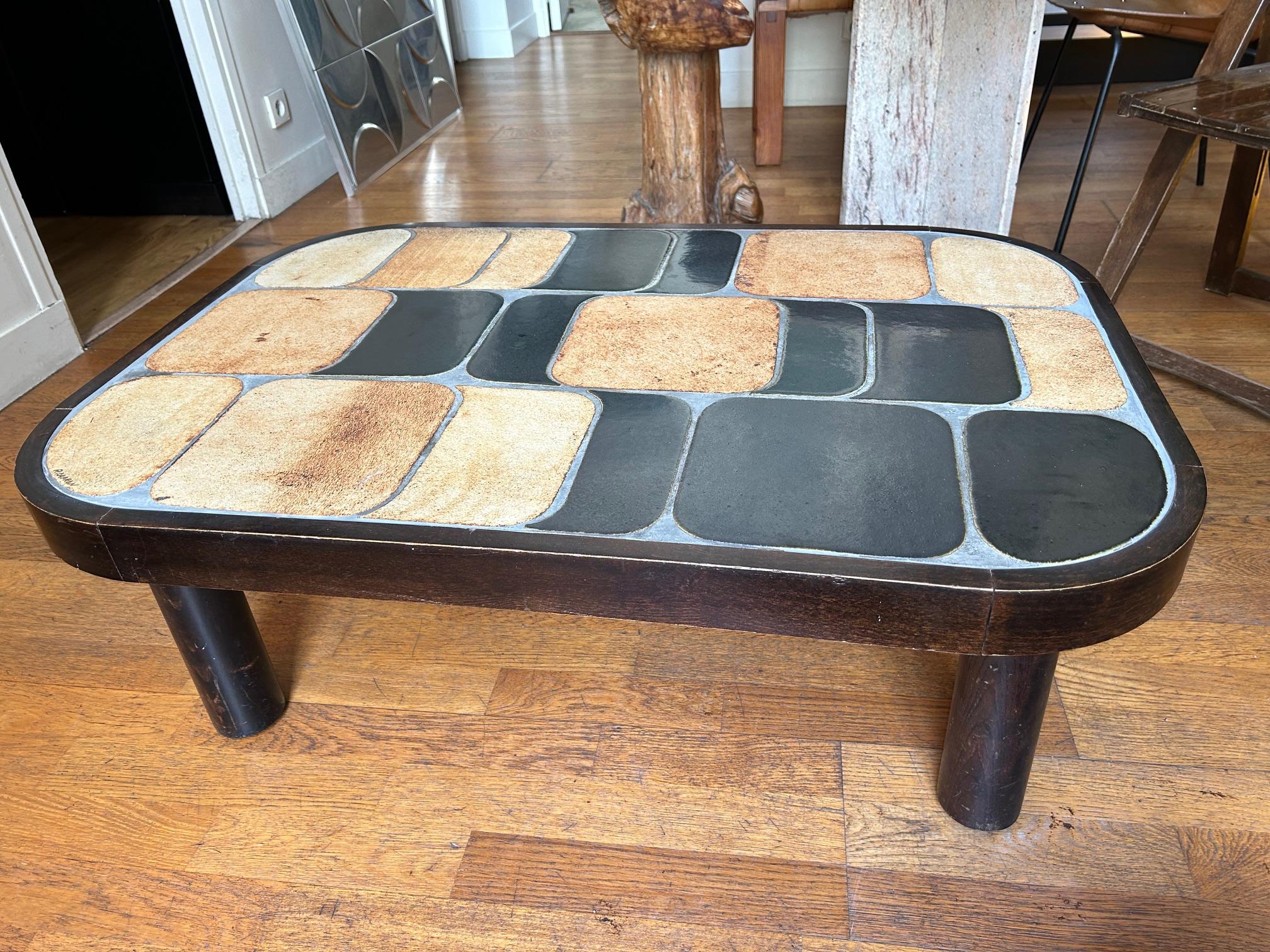 Ceramic Shogun coffee table by Roger Capron, France, 1960's In Good Condition For Sale In Paris, FR