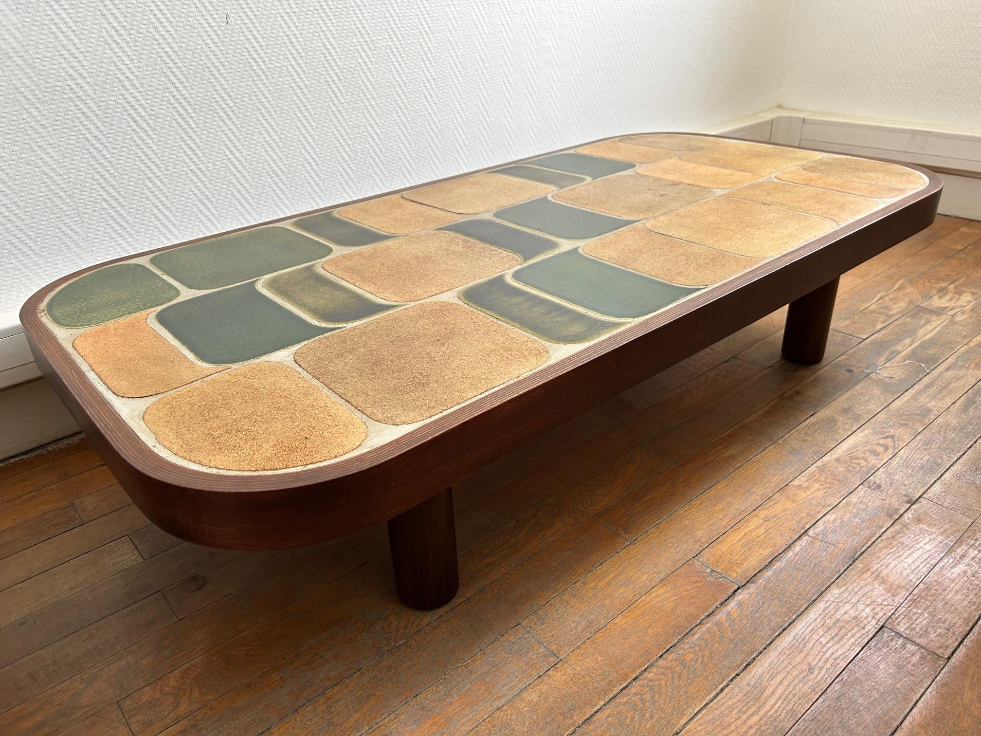 Français Table basse Shogun de Roger Capron, Vallauris, années 1970
