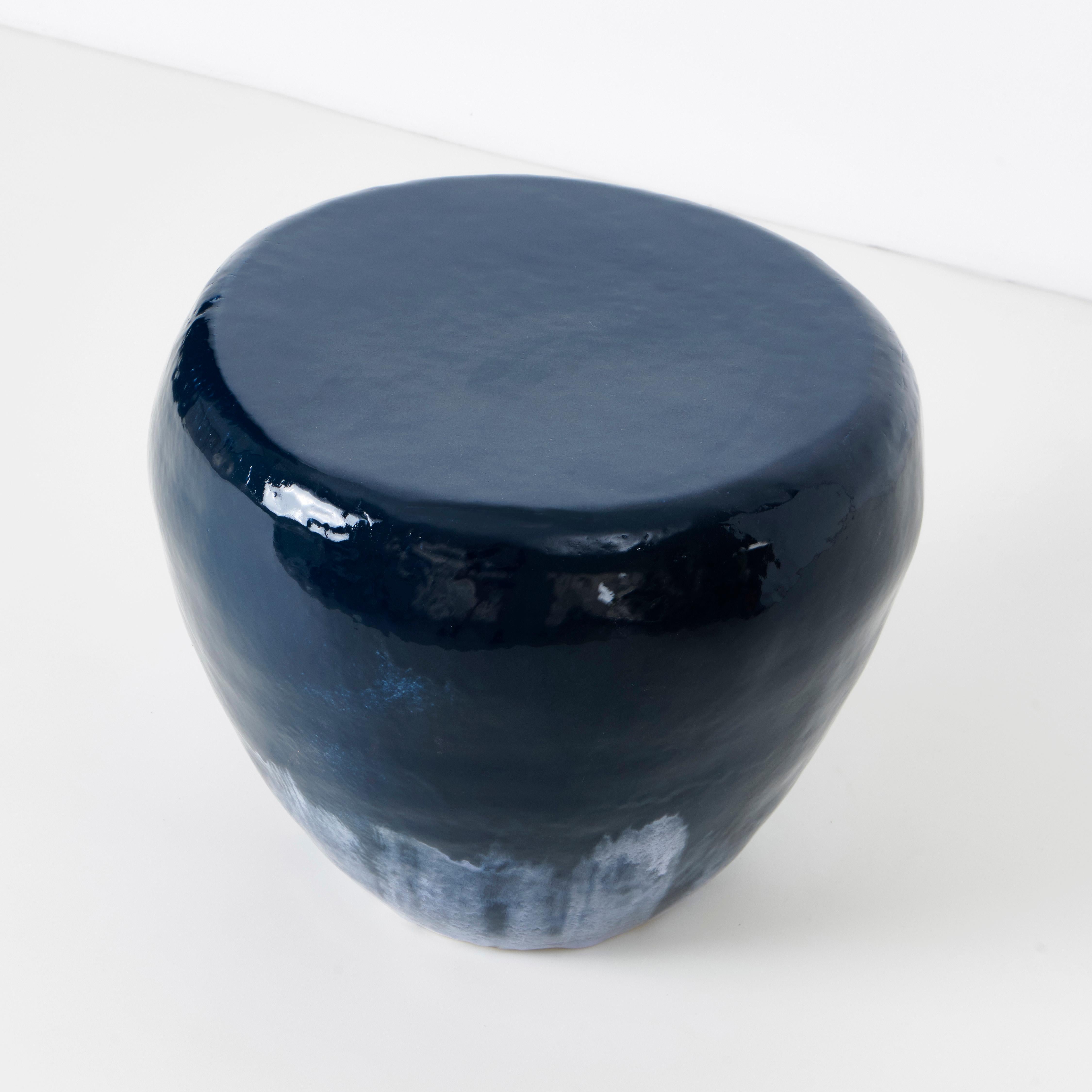 Hand-Crafted Ceramic Side Table custom shape For Sale