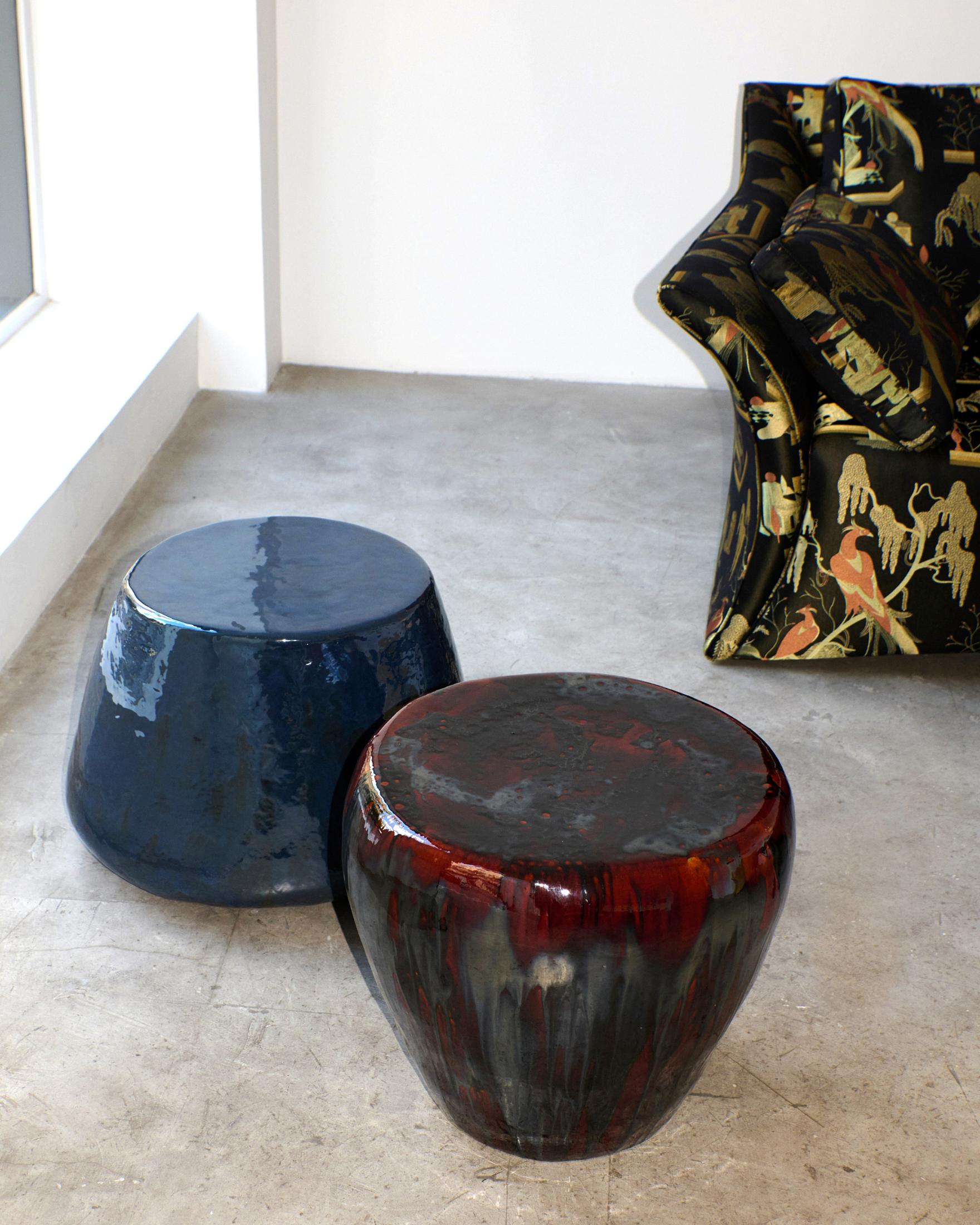 Tavolino in ceramica medio - Toffee bruciato in vendita 1