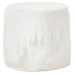 handmade artisanal Ceramic Side Table Small organic shape off white / cream