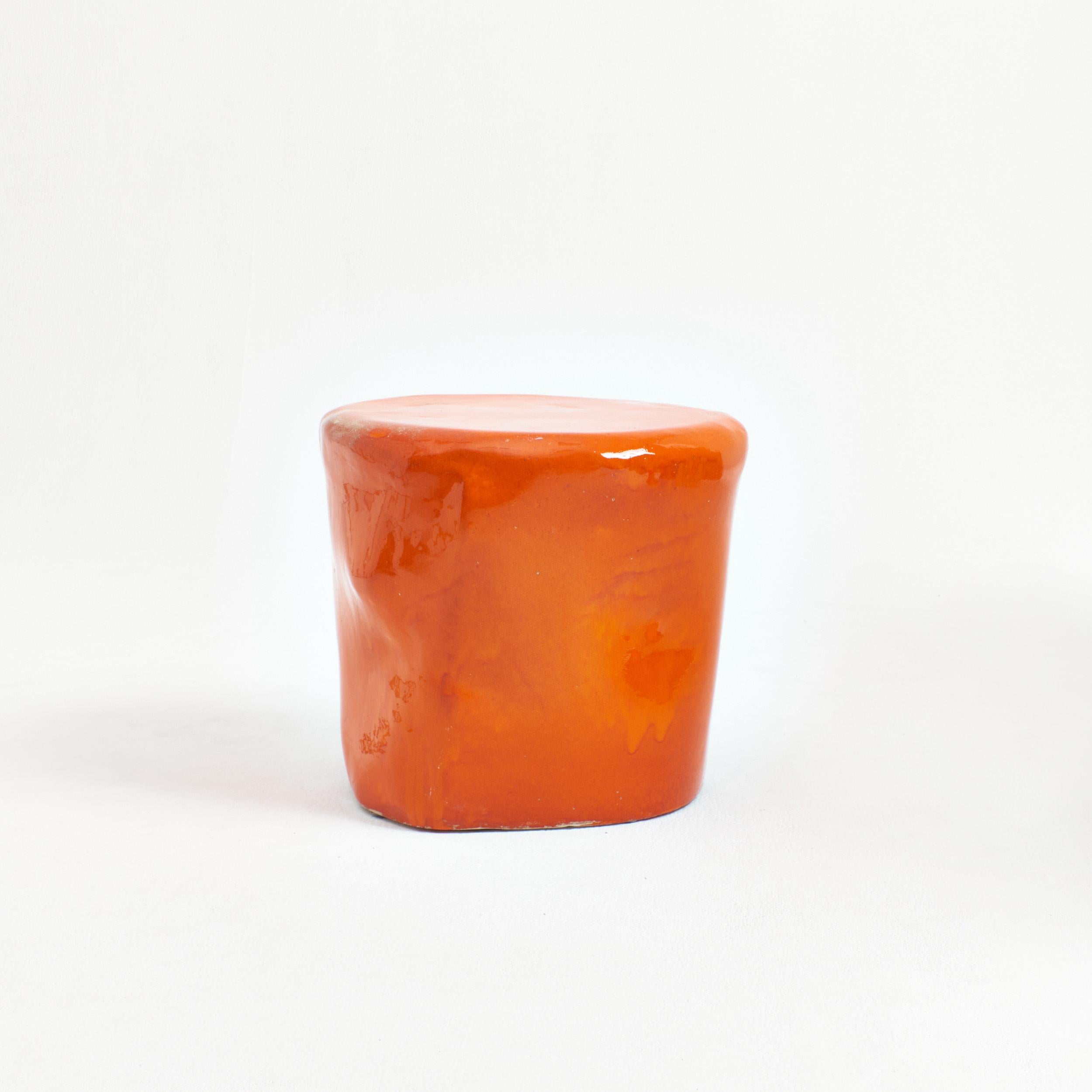 Modern Ceramic Side Table Small orange For Sale