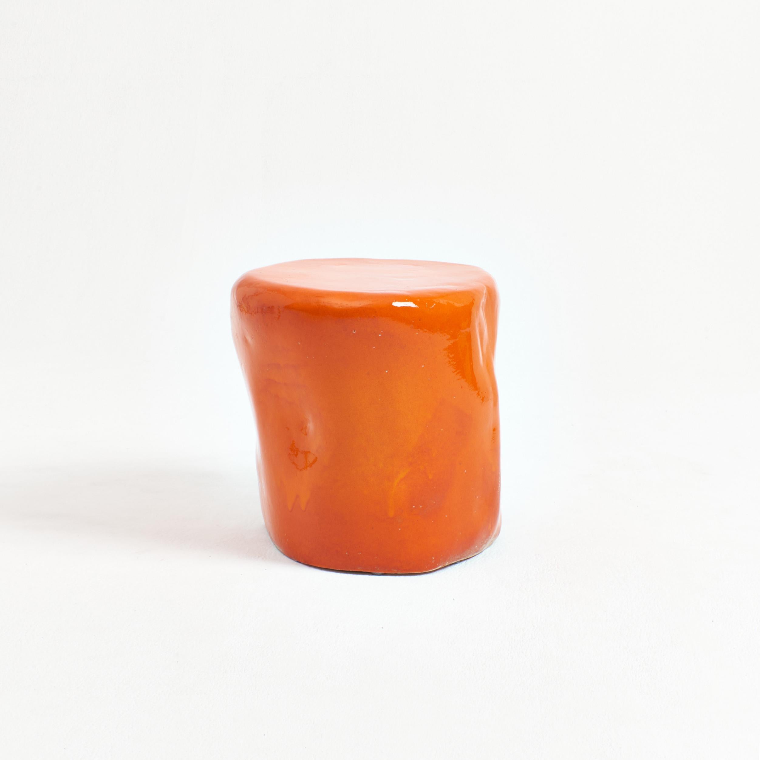 Portuguese Ceramic Side Table Small orange For Sale