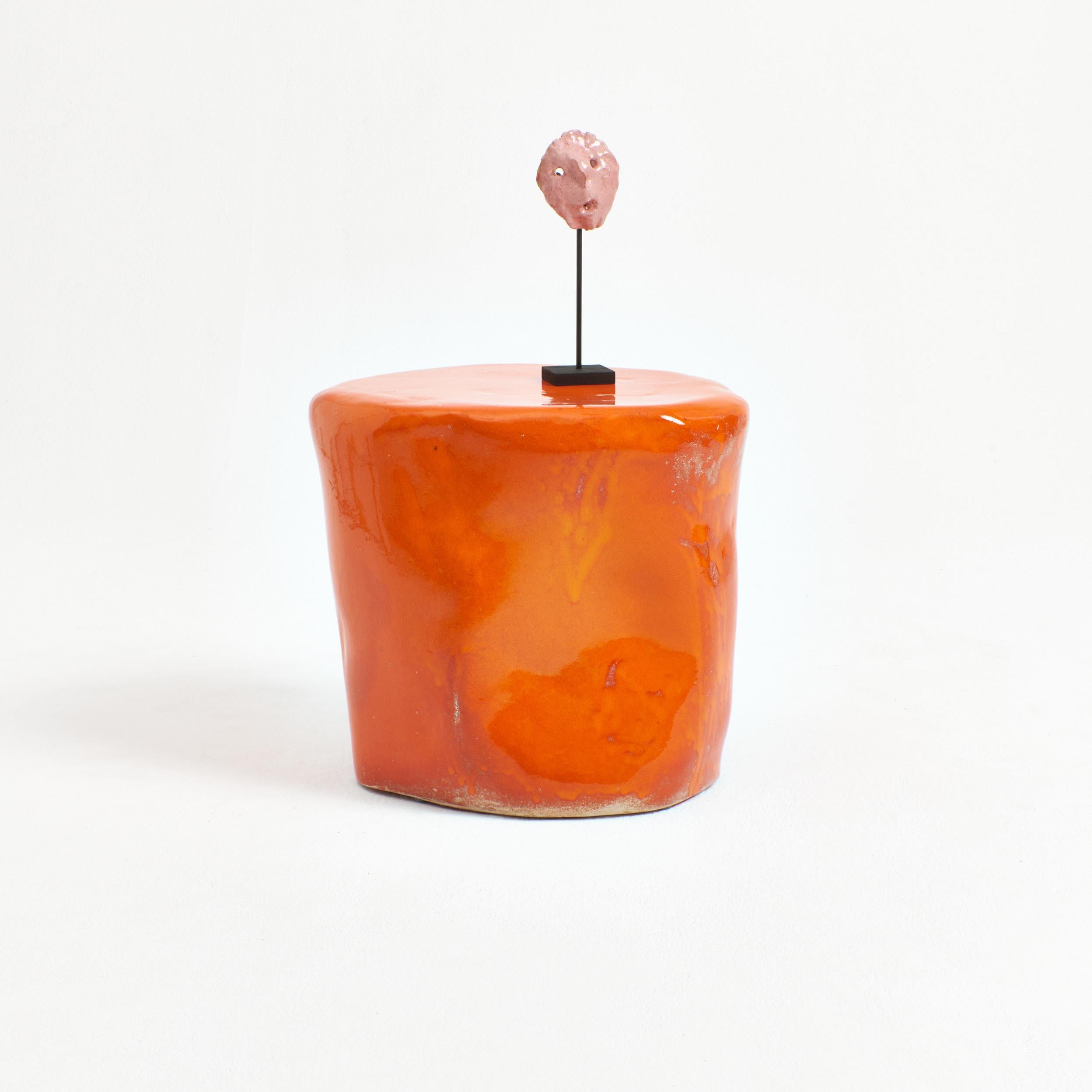 Contemporary Ceramic Side Table Small orange For Sale